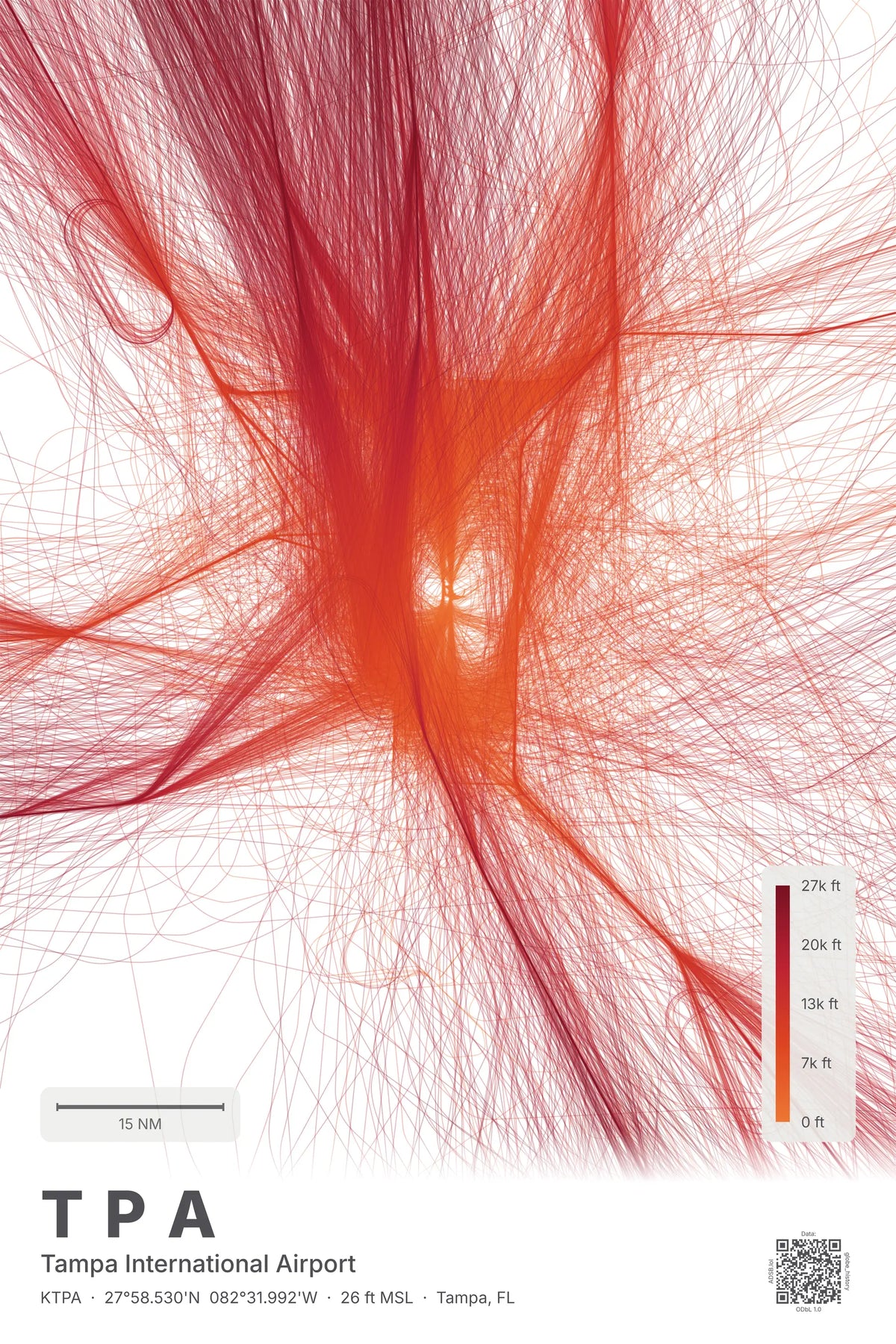TPA flight path print — Inferno theme · Light