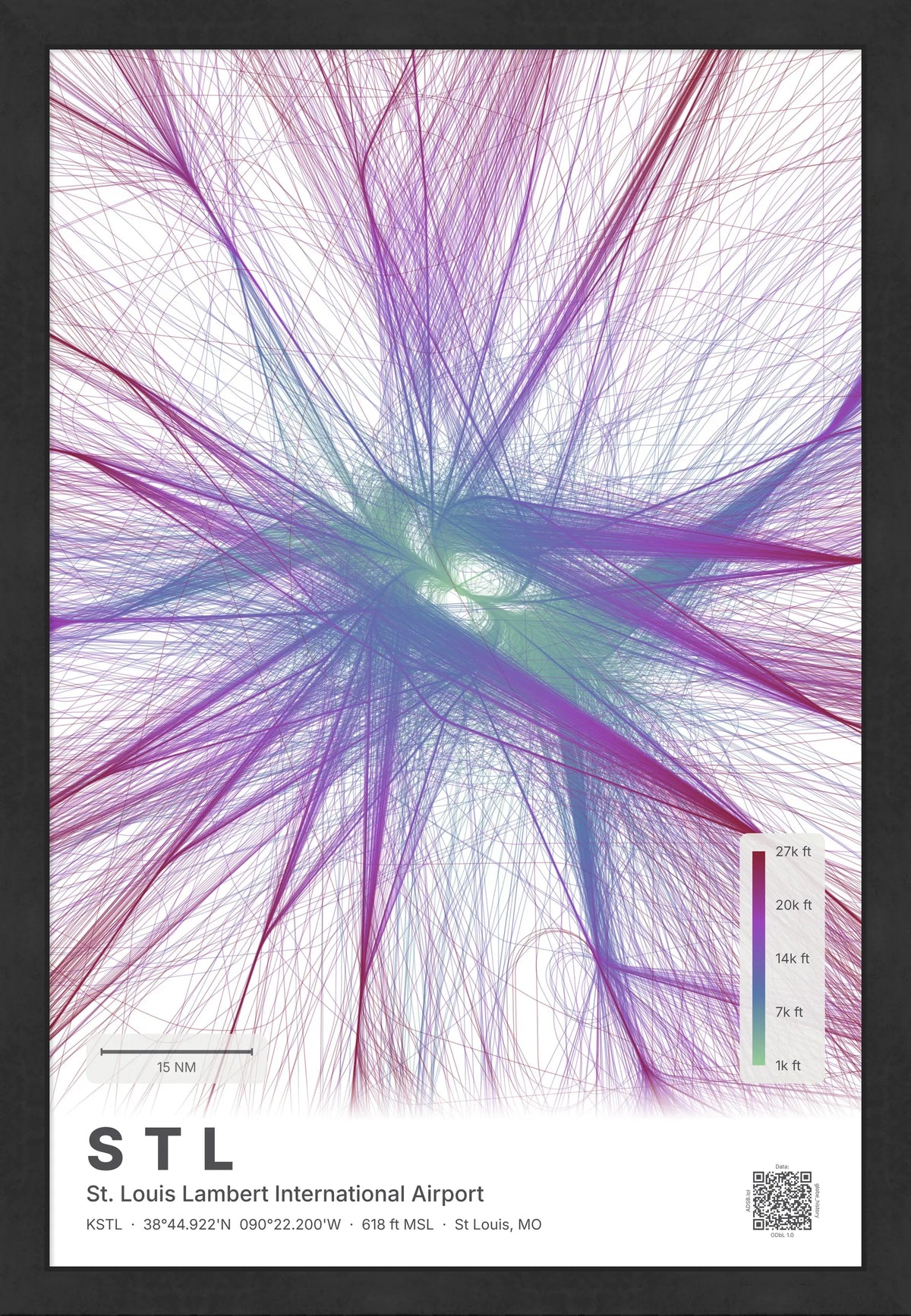STL flight path print — Prism theme · Light [material:framed_black]