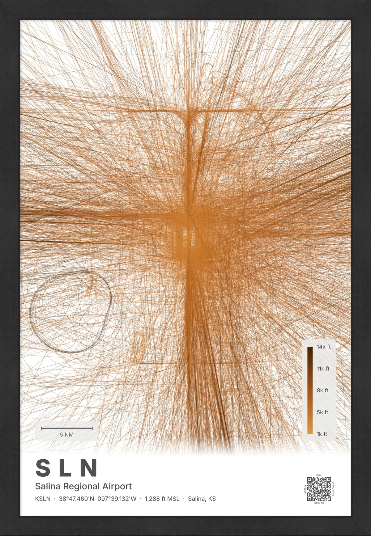 SLN flight path map — Solana theme · Light [material:framed_black]