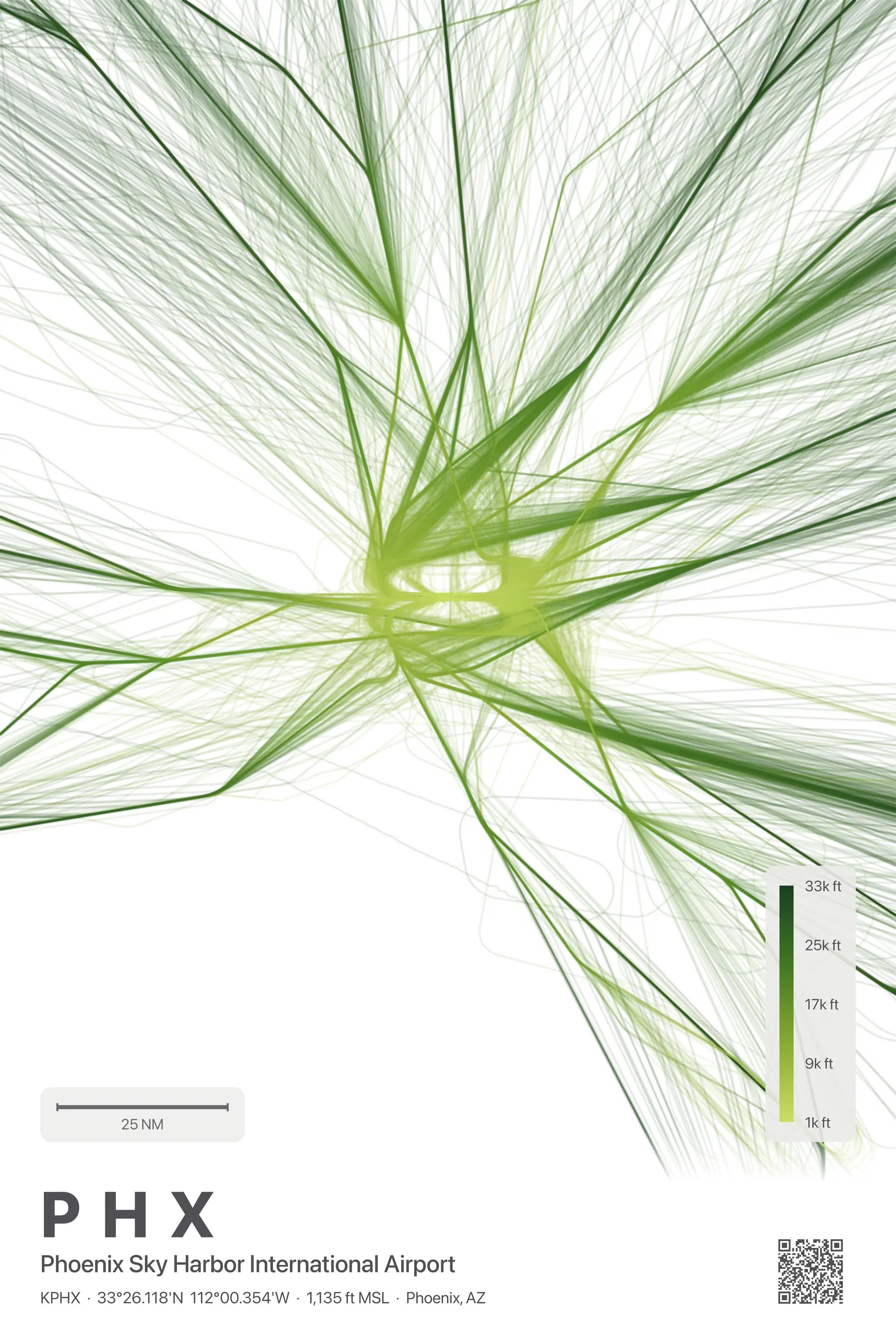 PHX flight path print — Citrus theme · Light