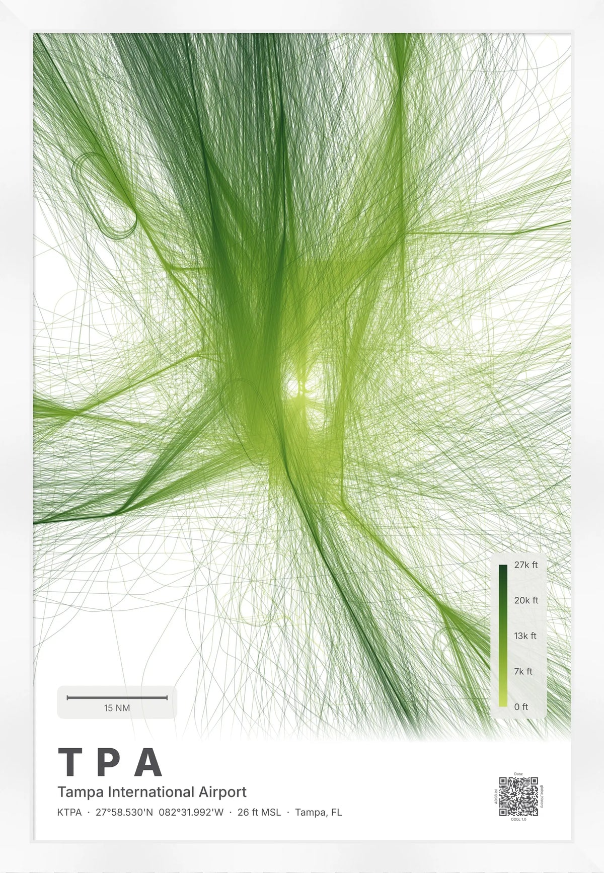 TPA flight path print — Citrus theme · Light [material:framed_white]