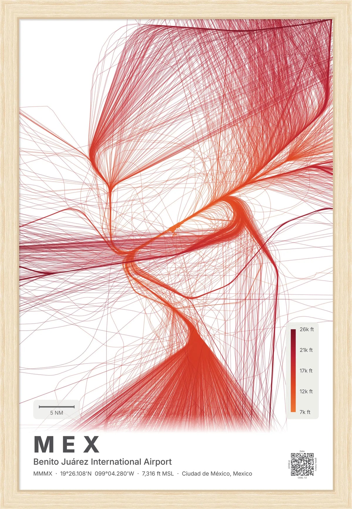 MEX flight path map — Inferno theme · Light [material:framed_natural]