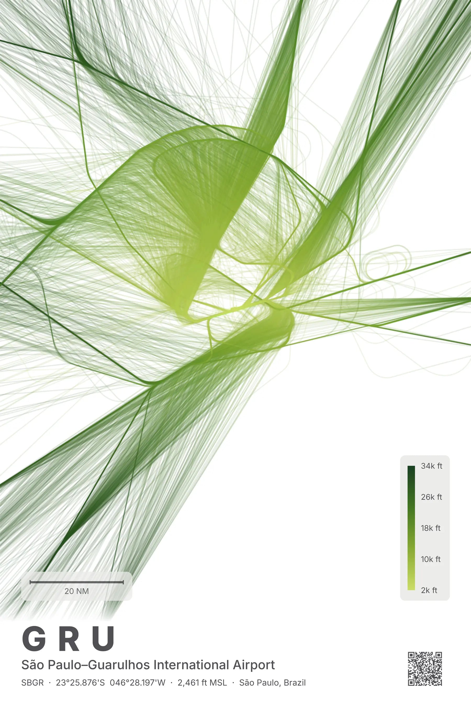 GRU flight path print — Citrus theme · Light