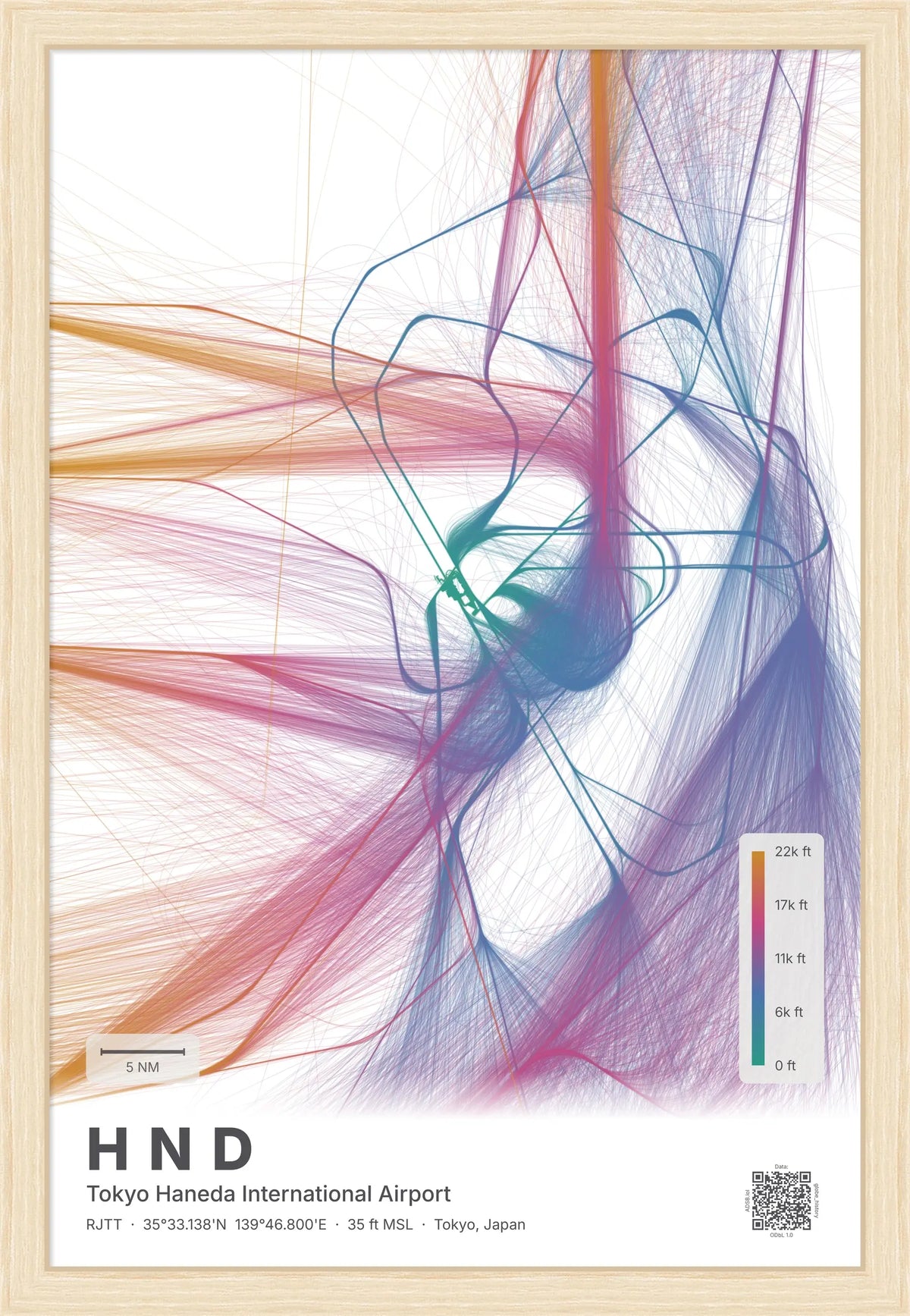 HND flight path map — Aurora theme · Light [material:framed_natural]