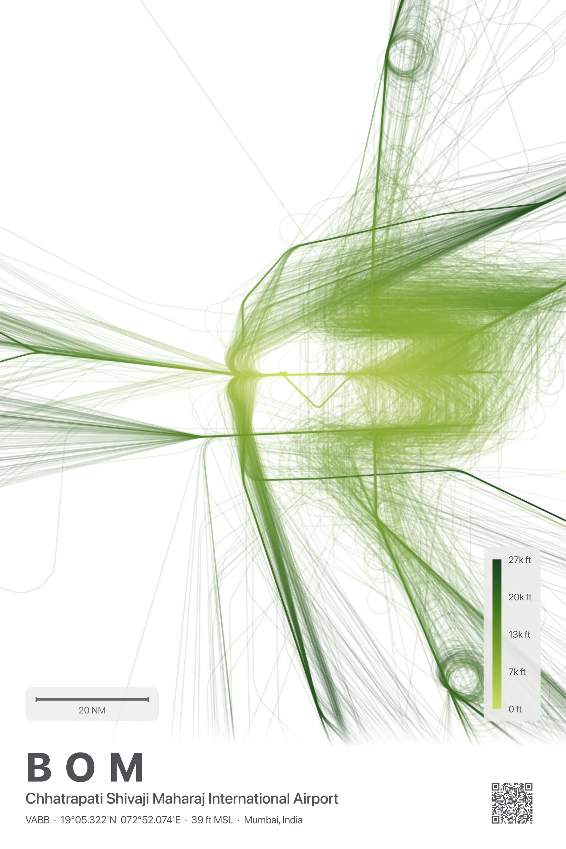 BOM flight path print — Citrus theme · Light