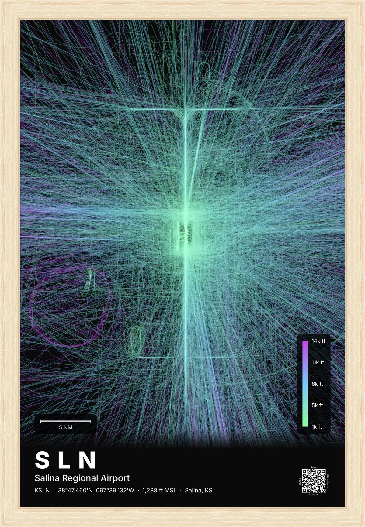 SLN flight path map — Prism theme · Dark [material:framed_natural]