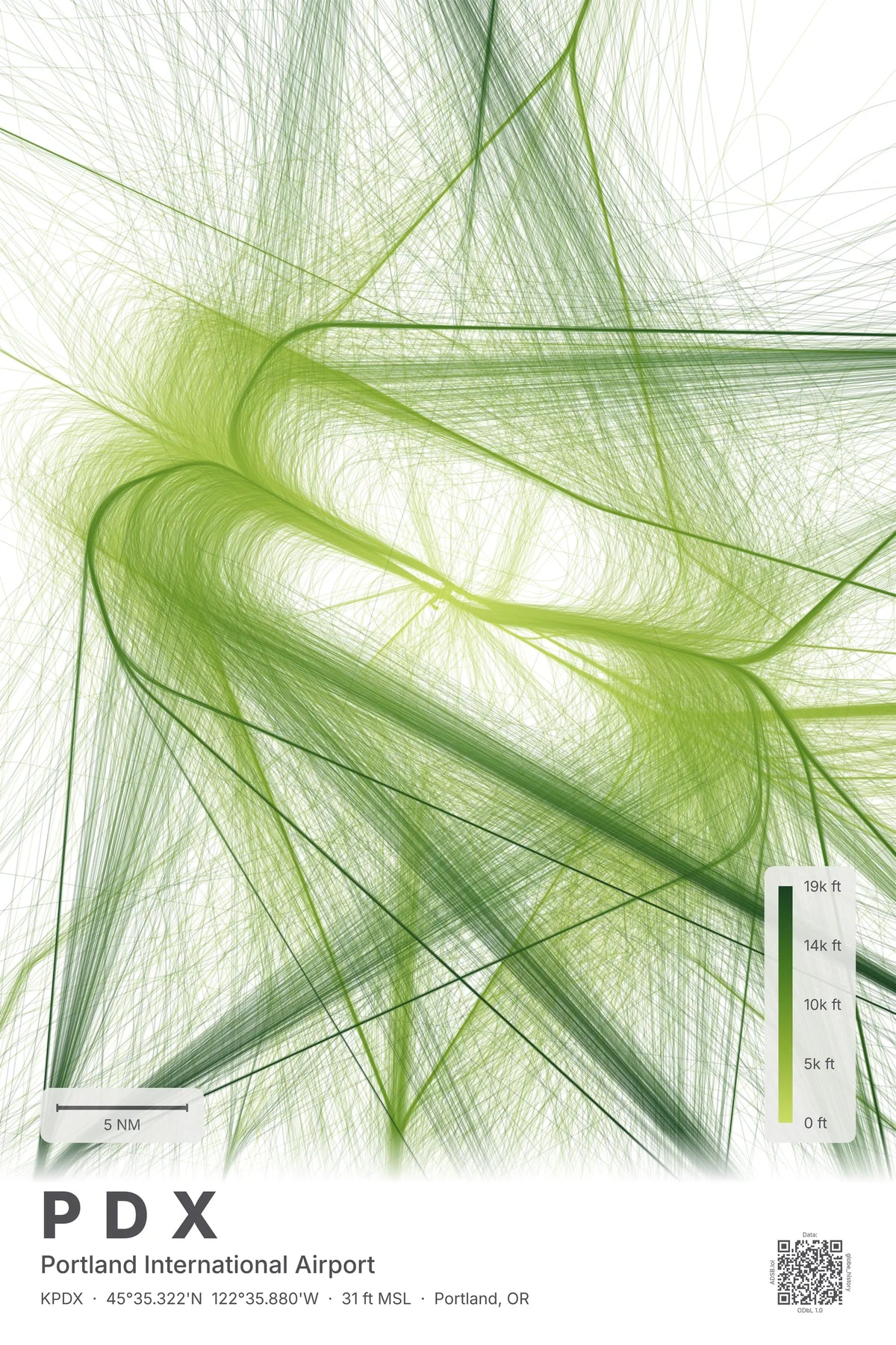 PDX flight path print — Citrus theme · Light