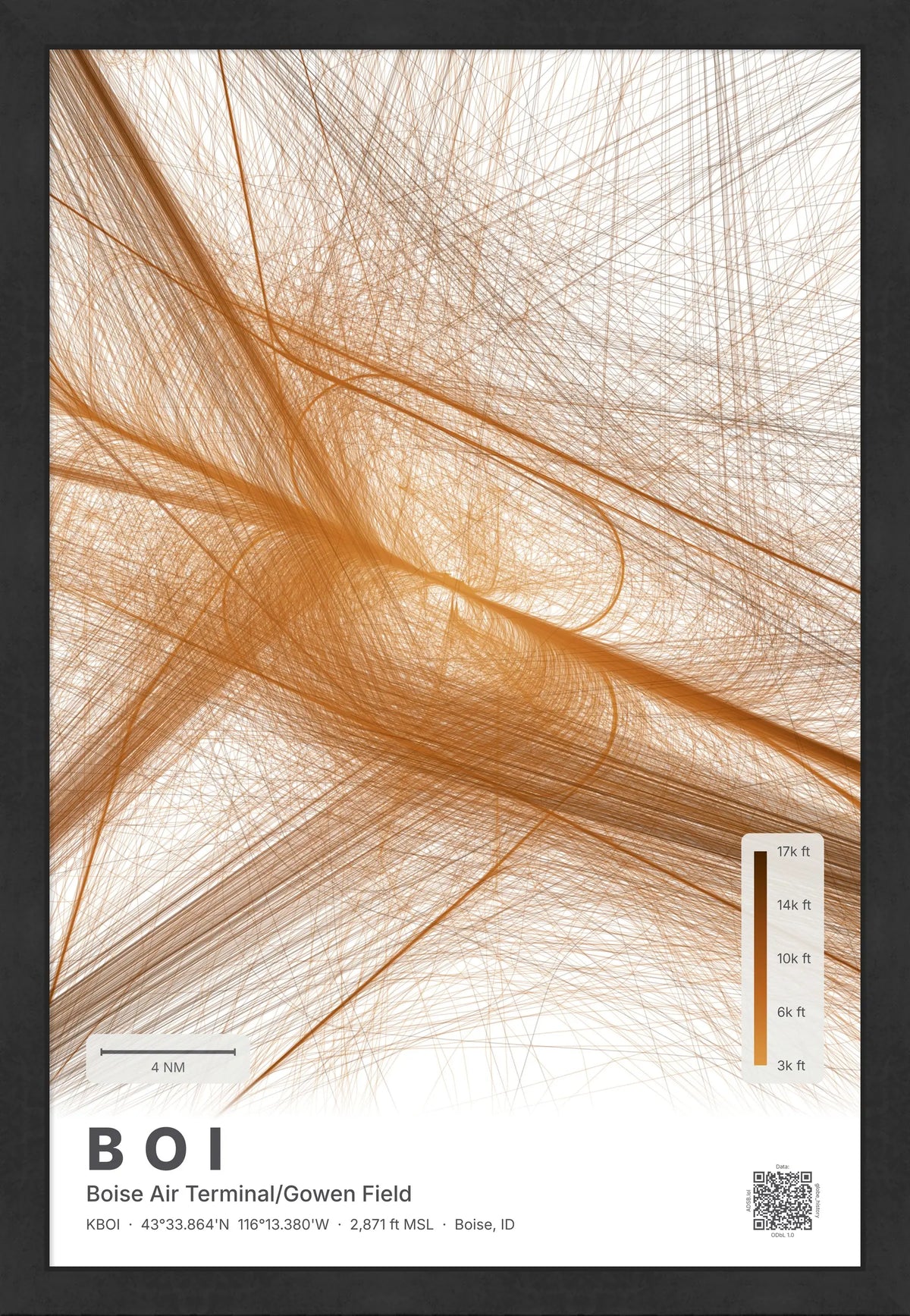 BOI flight path print — Solana theme · Light [material:framed_black]