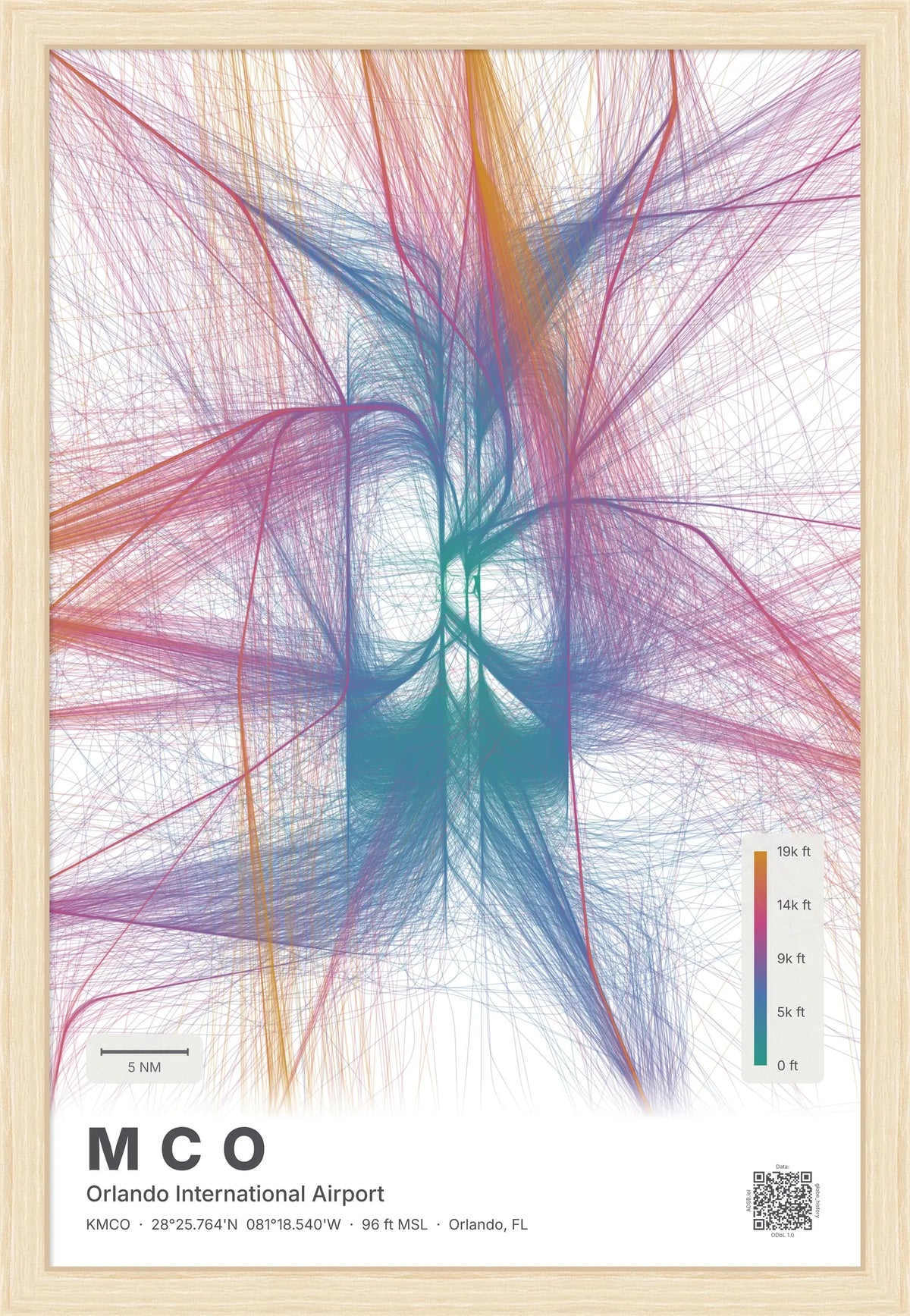 MCO flight path map — Aurora theme · Light [material:framed_natural]