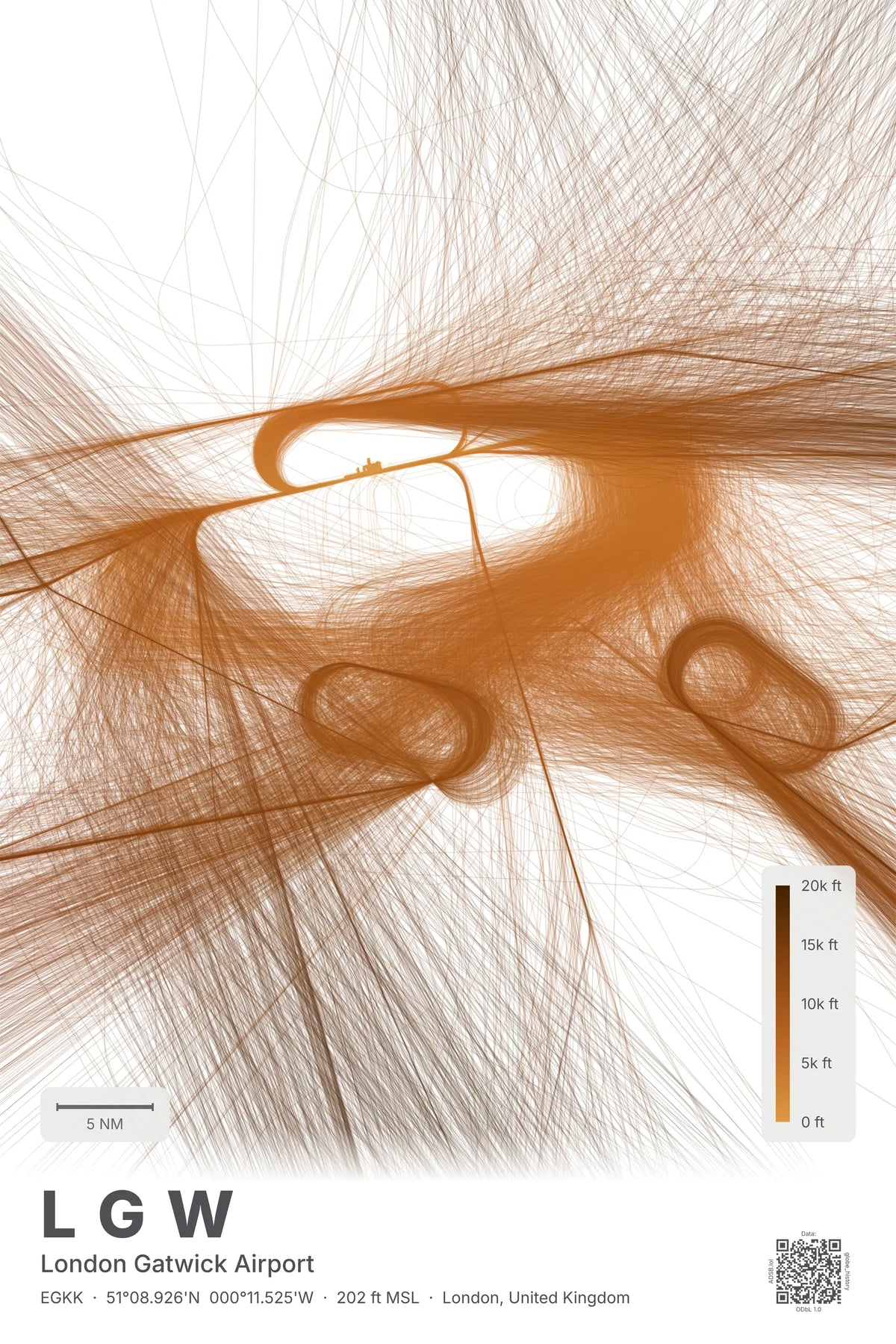 LGW flight path map — Solana theme · Light