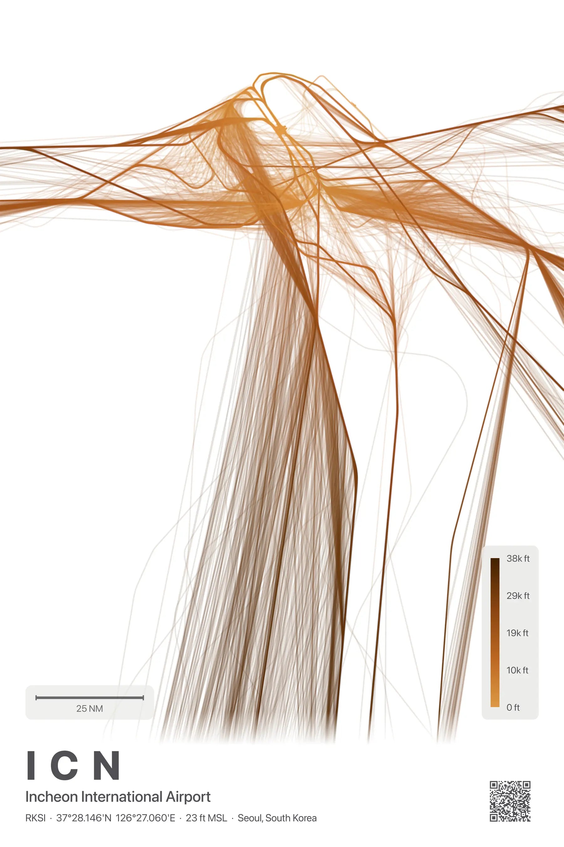ICN flight path print — Solana theme · Light