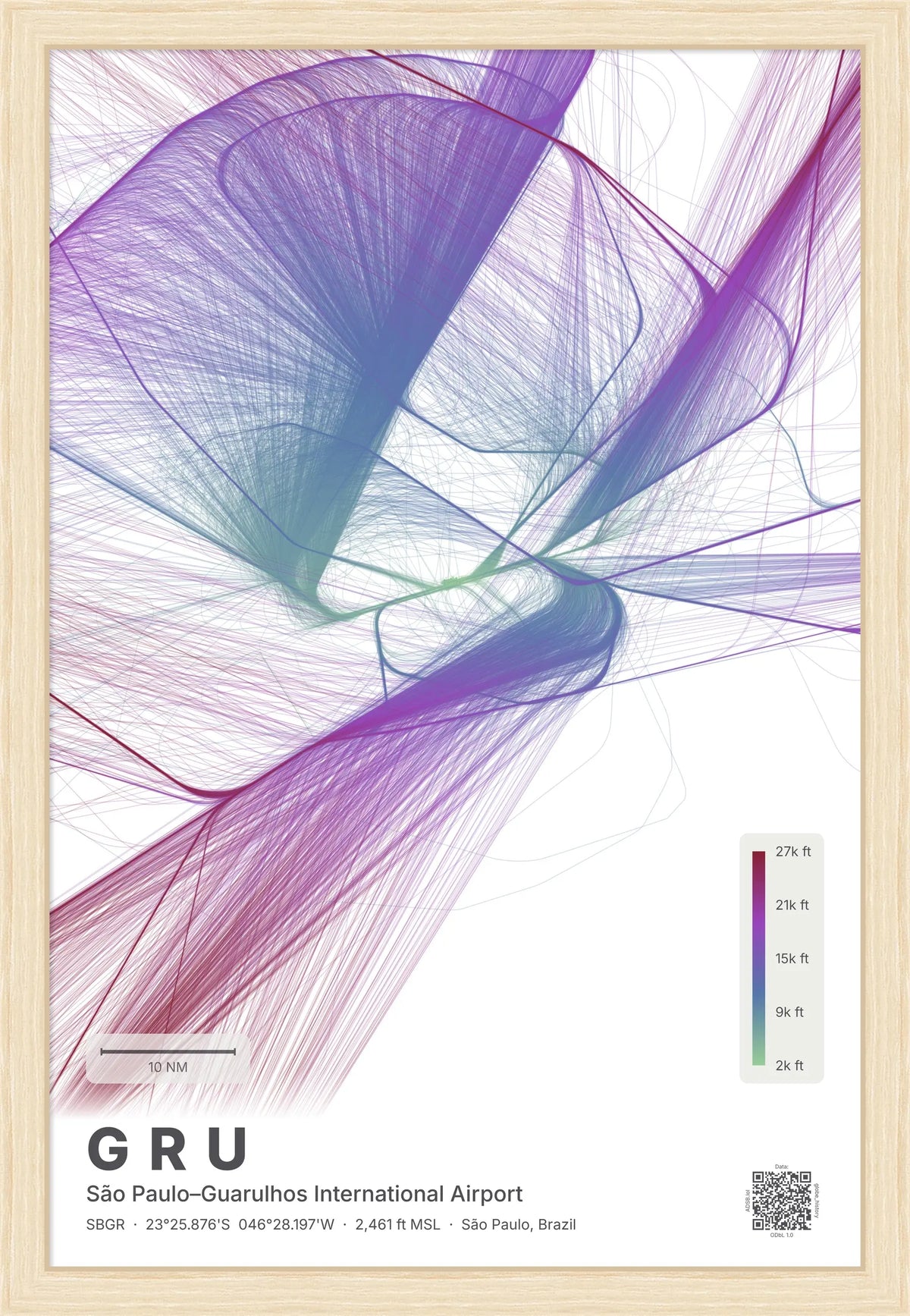 GRU flight path map — Prism theme · Light [material:framed_natural]