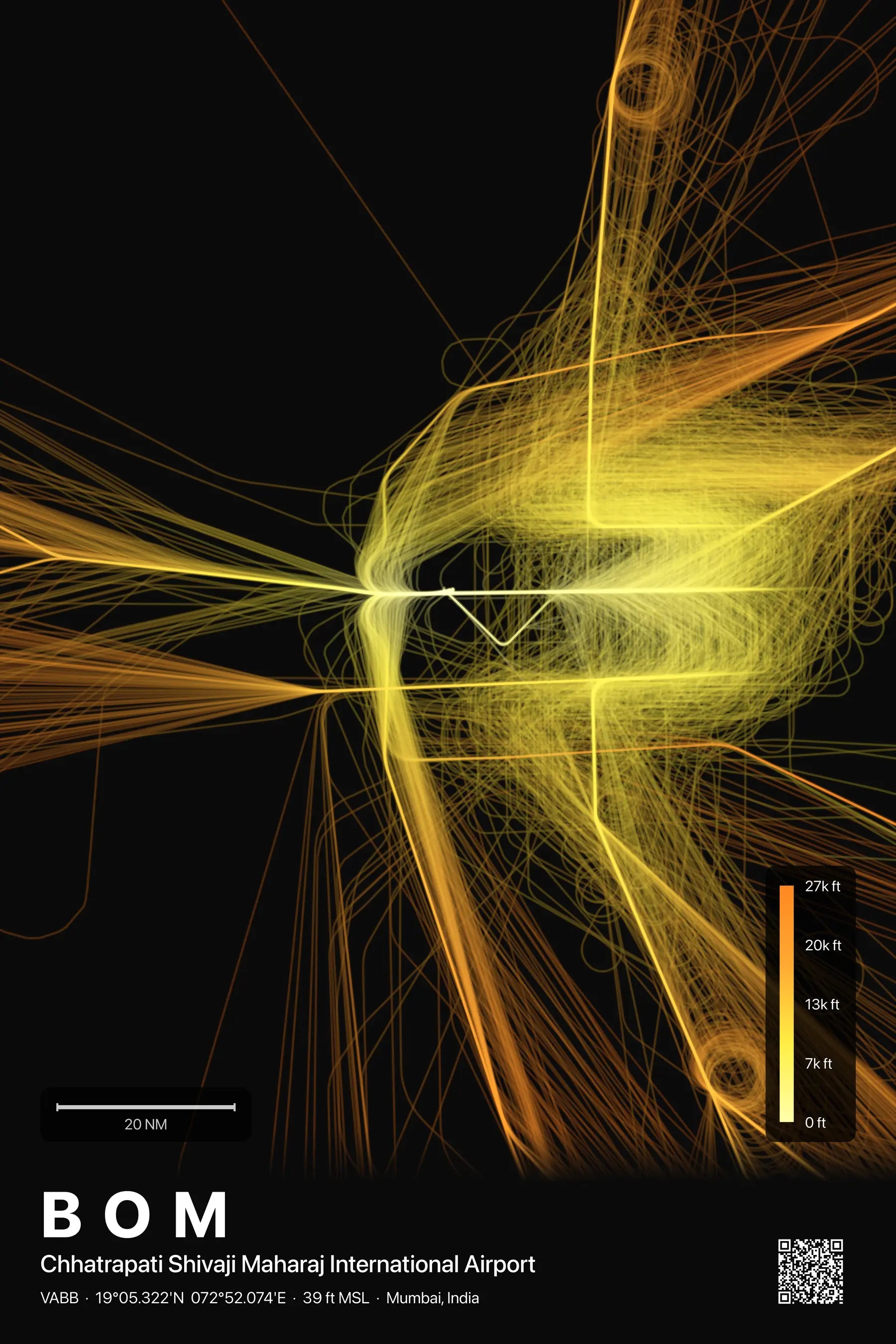 BOM flight path print — Solana theme · Dark