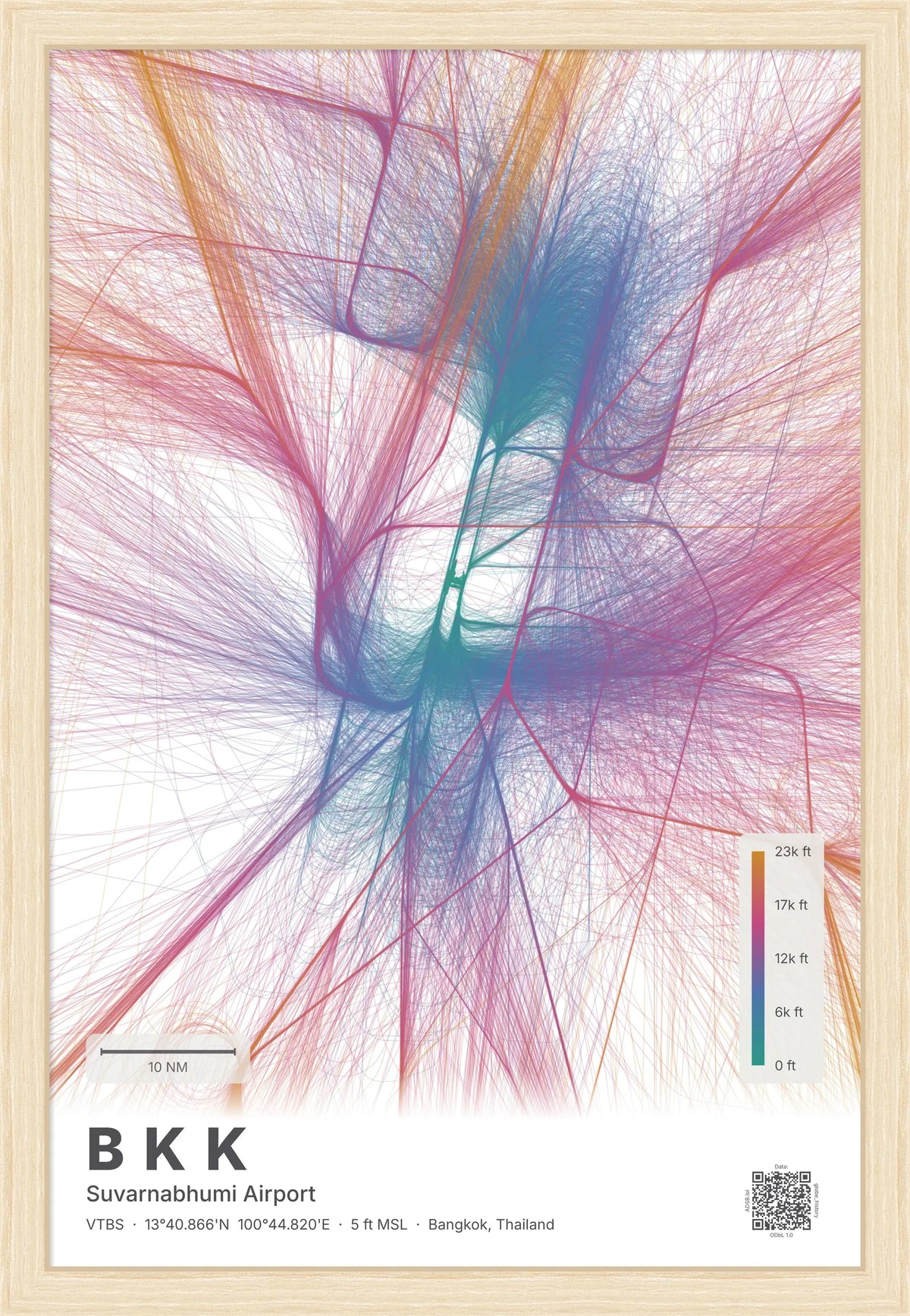 BKK flight path map — Aurora theme · Light [material:framed_natural]