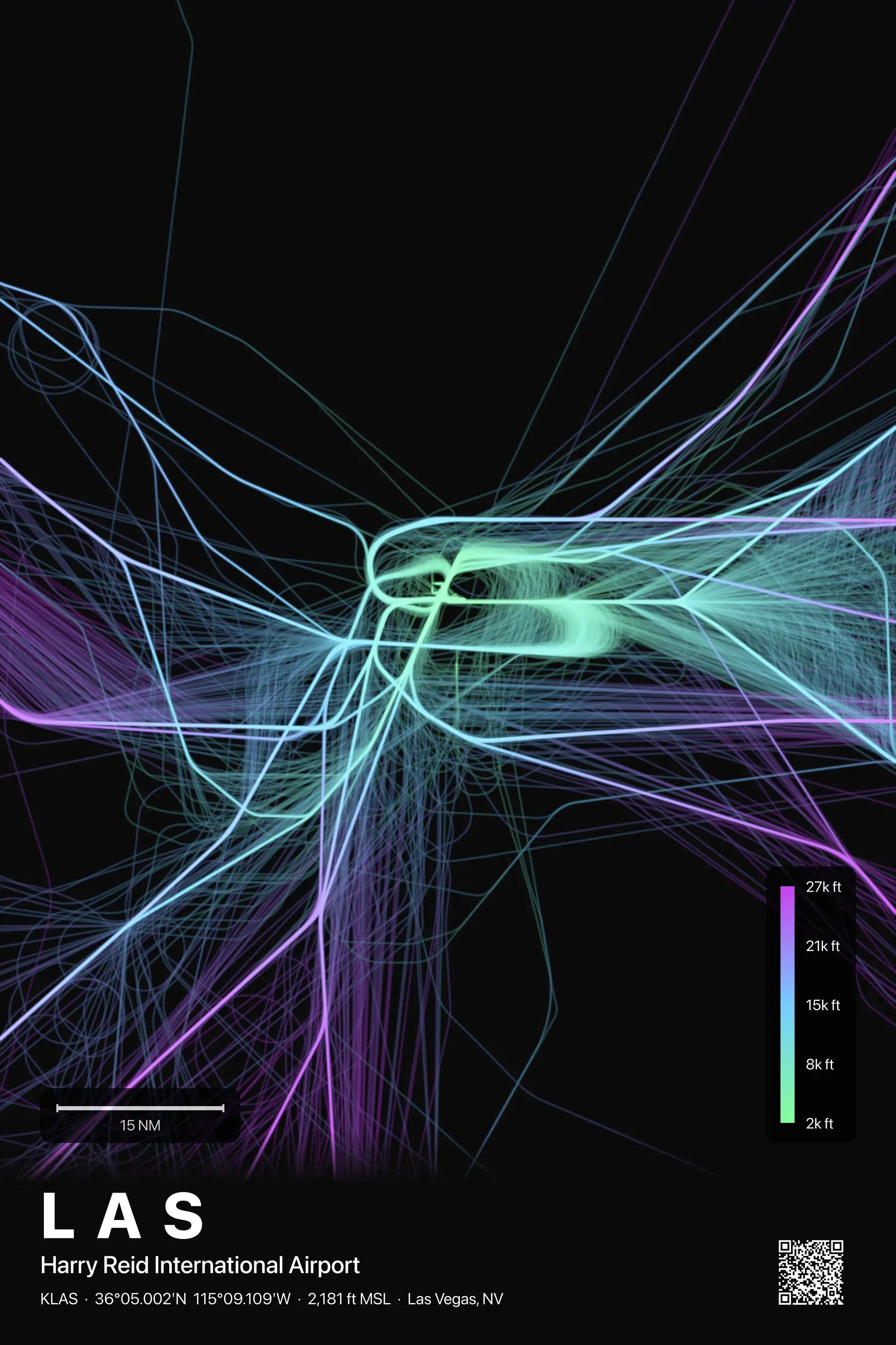 LAS flight path print — Prism theme · Dark