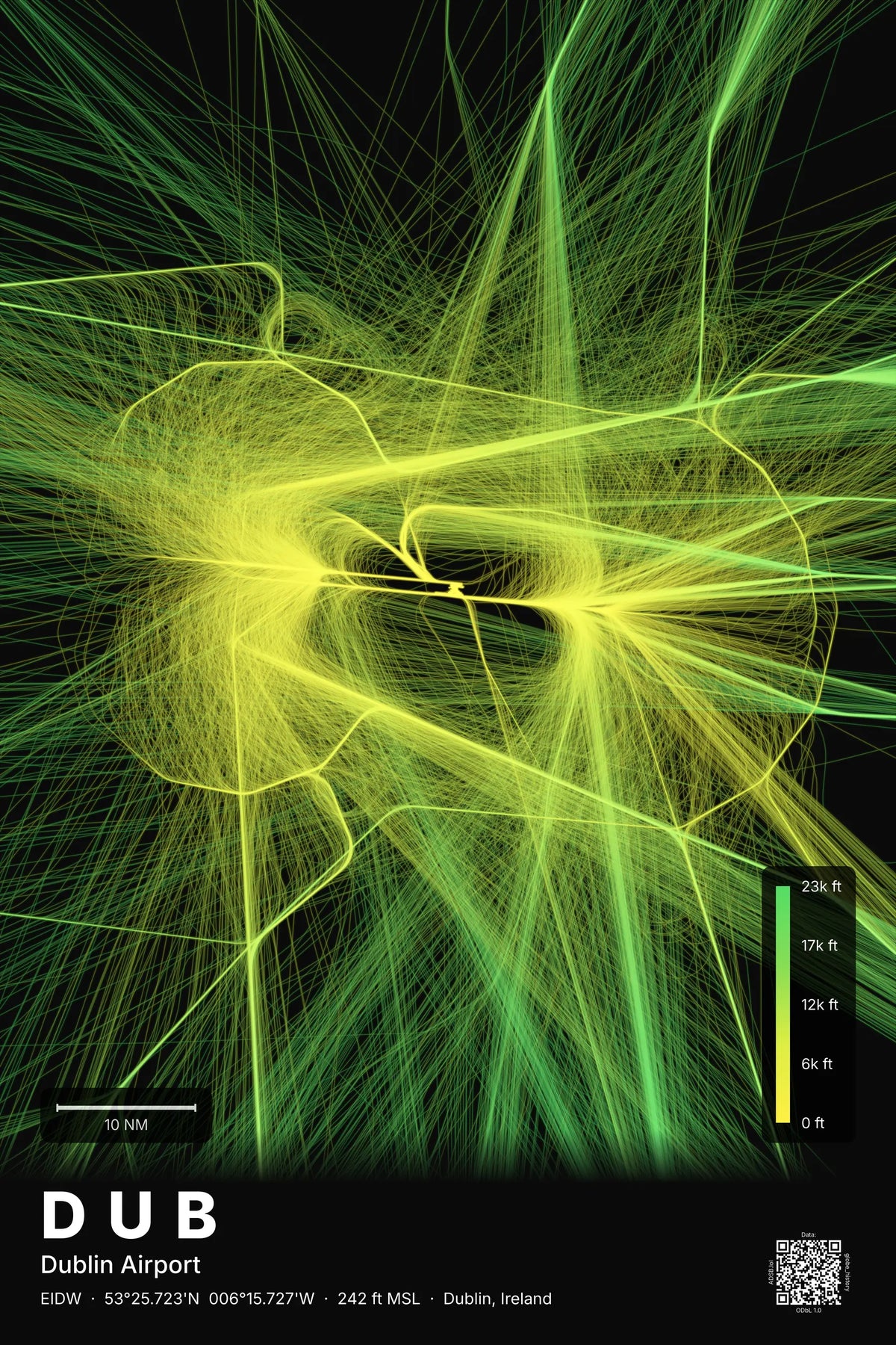 DUB flight path map — Citrus theme · Dark