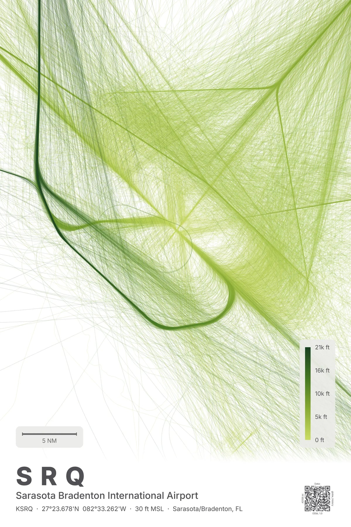 SRQ flight path print — Citrus theme · Light