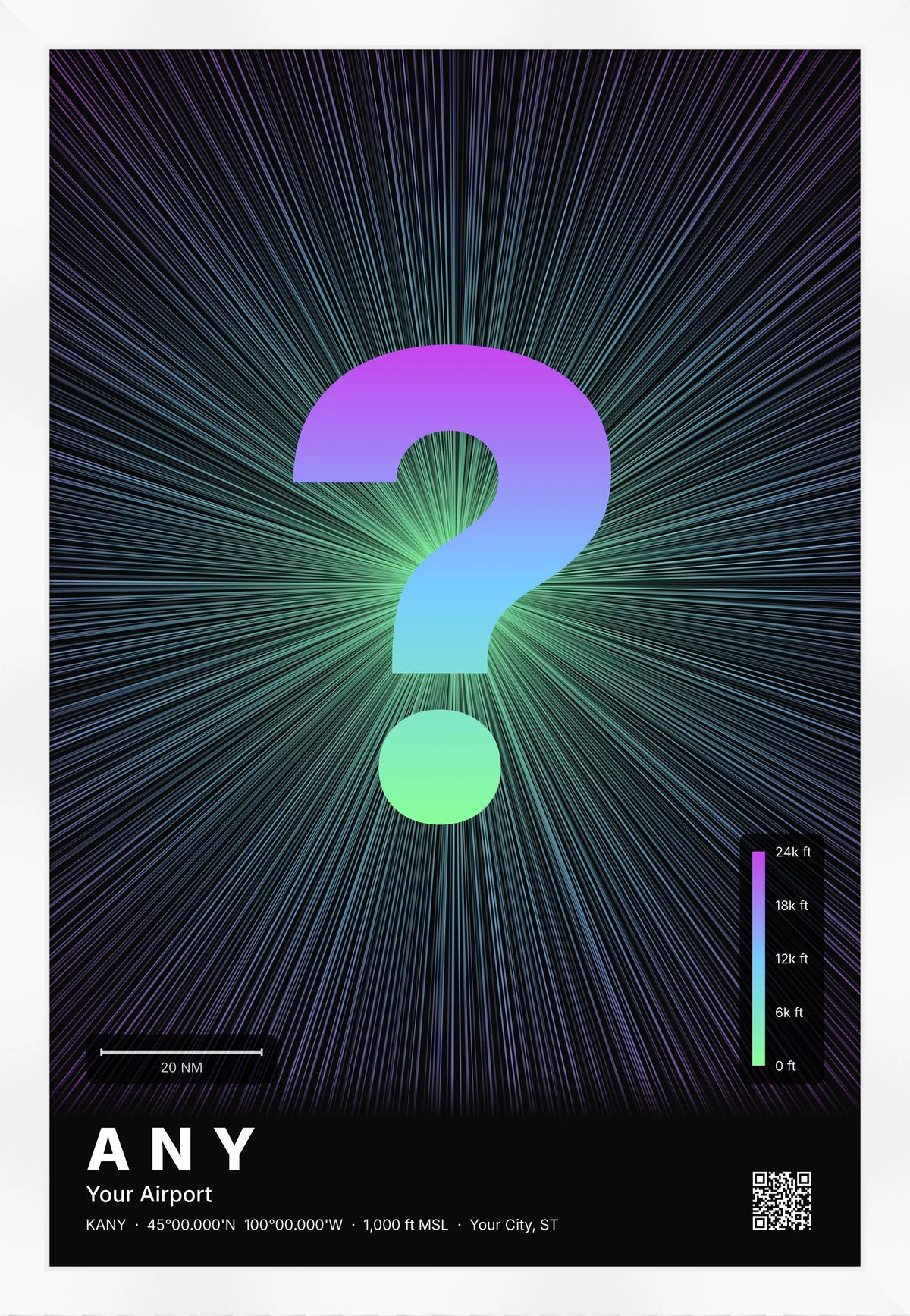 Custom airport print — Prism theme · Dark [material:framed_white]