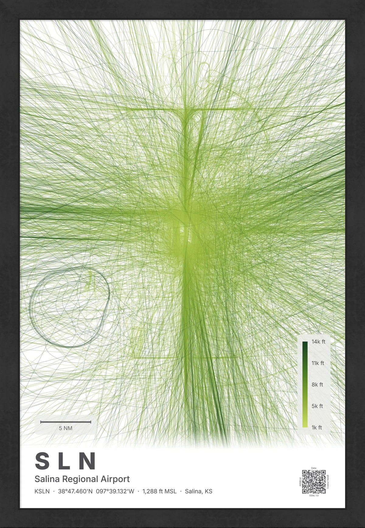 SLN flight path map — Citrus theme · Light [material:framed_black]