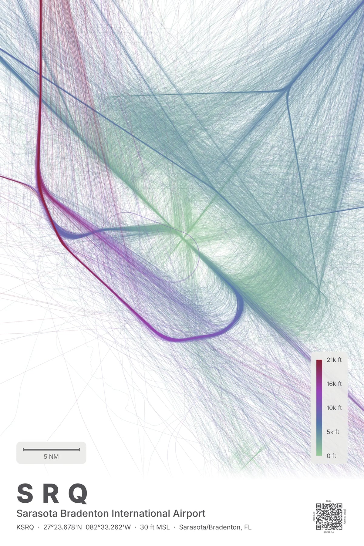 SRQ flight path print — Prism theme · Light