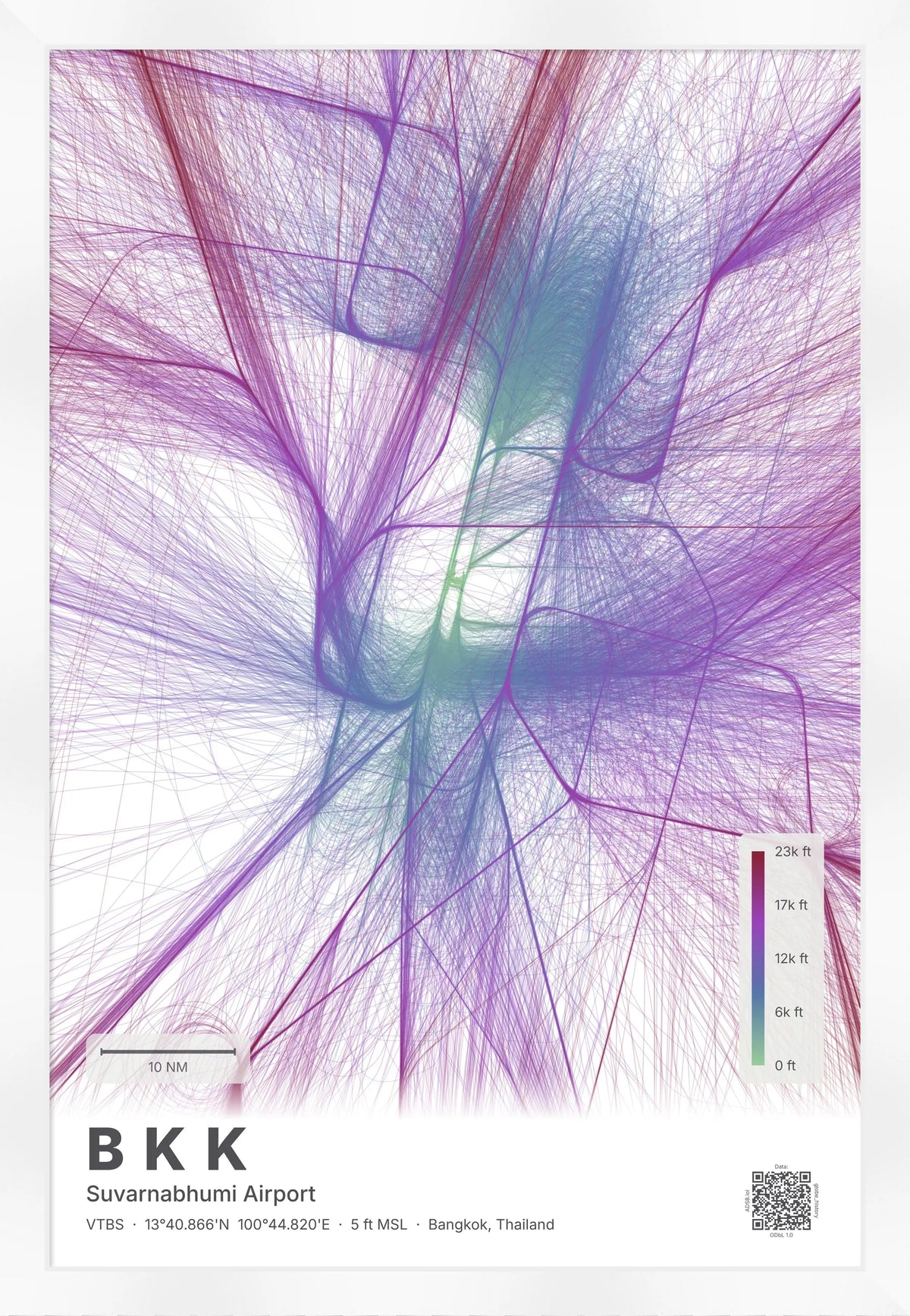BKK flight path map — Prism theme · Light [material:framed_white]