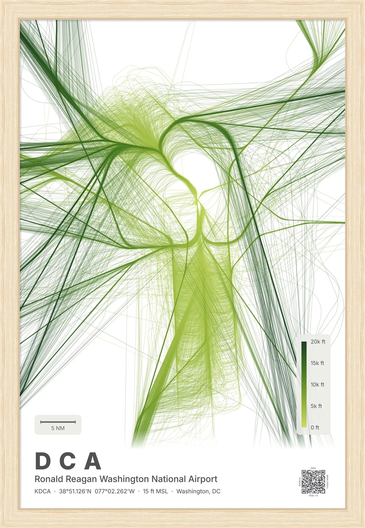 DCA flight path print — Citrus theme · Light [material:framed_natural]