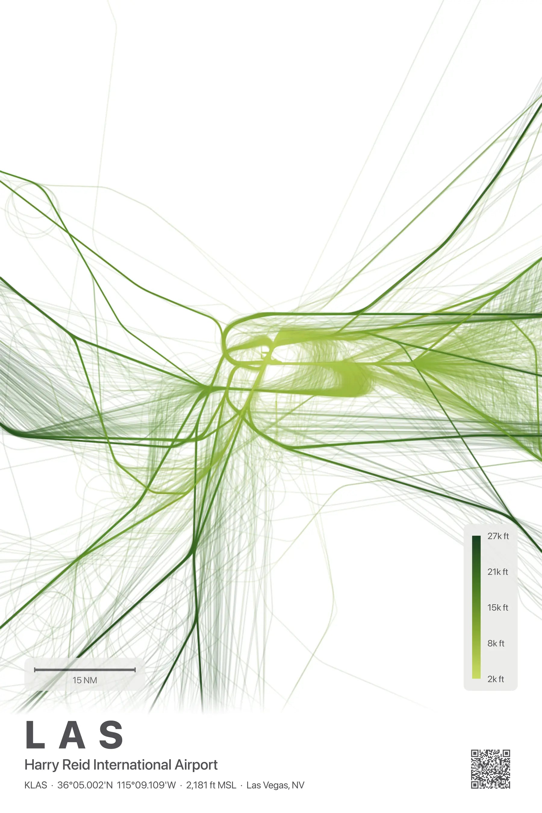 LAS flight path print — Citrus theme · Light