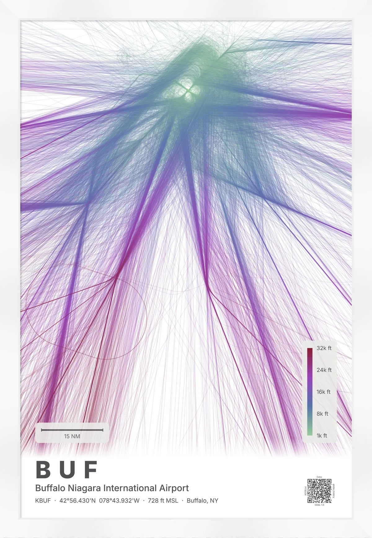 BUF flight path print — Prism theme · Light [material:framed_white]