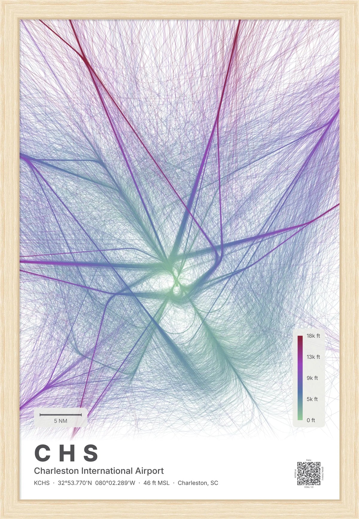 CHS flight path print — Prism theme · Light [material:framed_natural]
