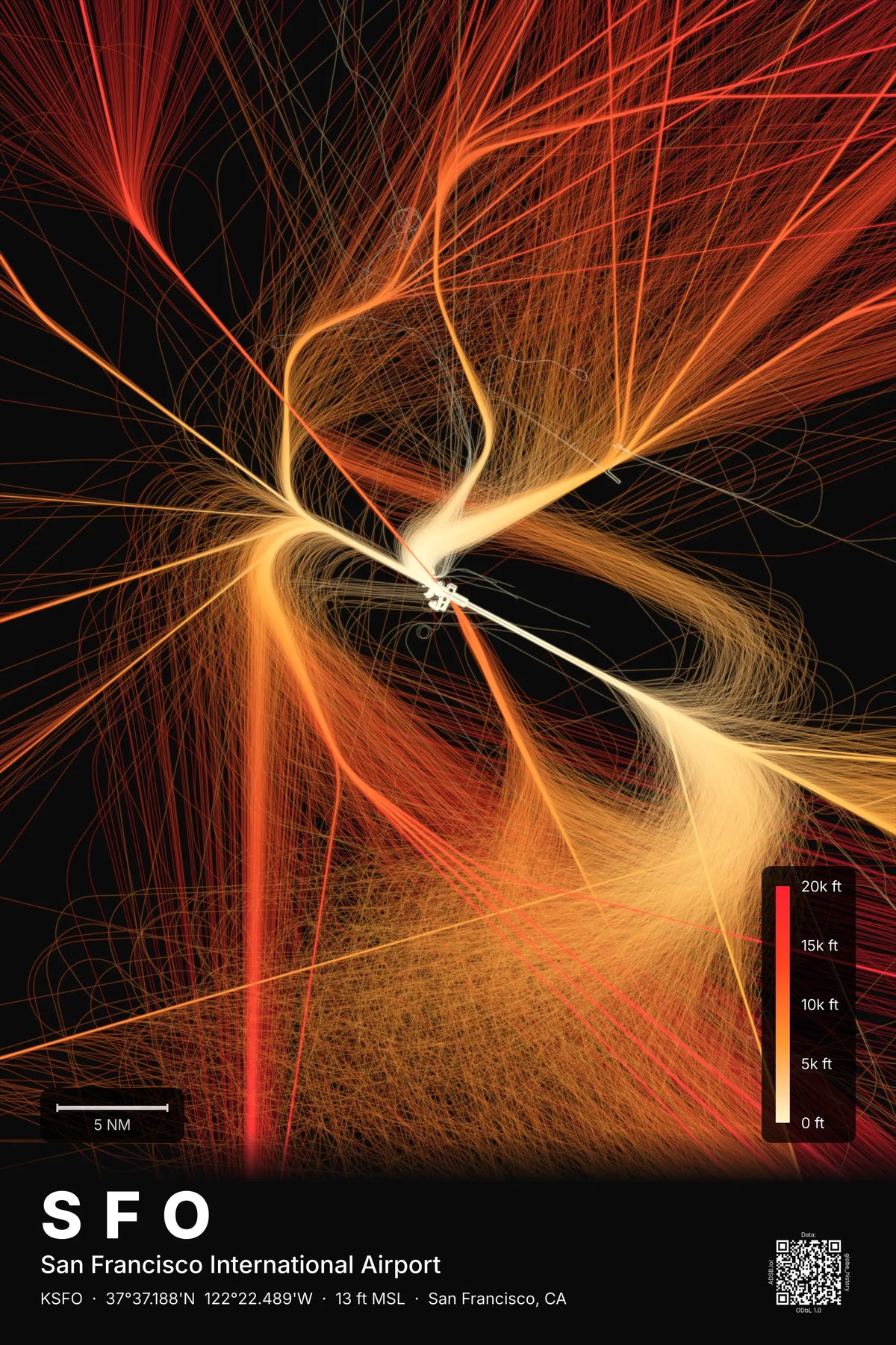 SFO flight path map — Inferno theme · Dark
