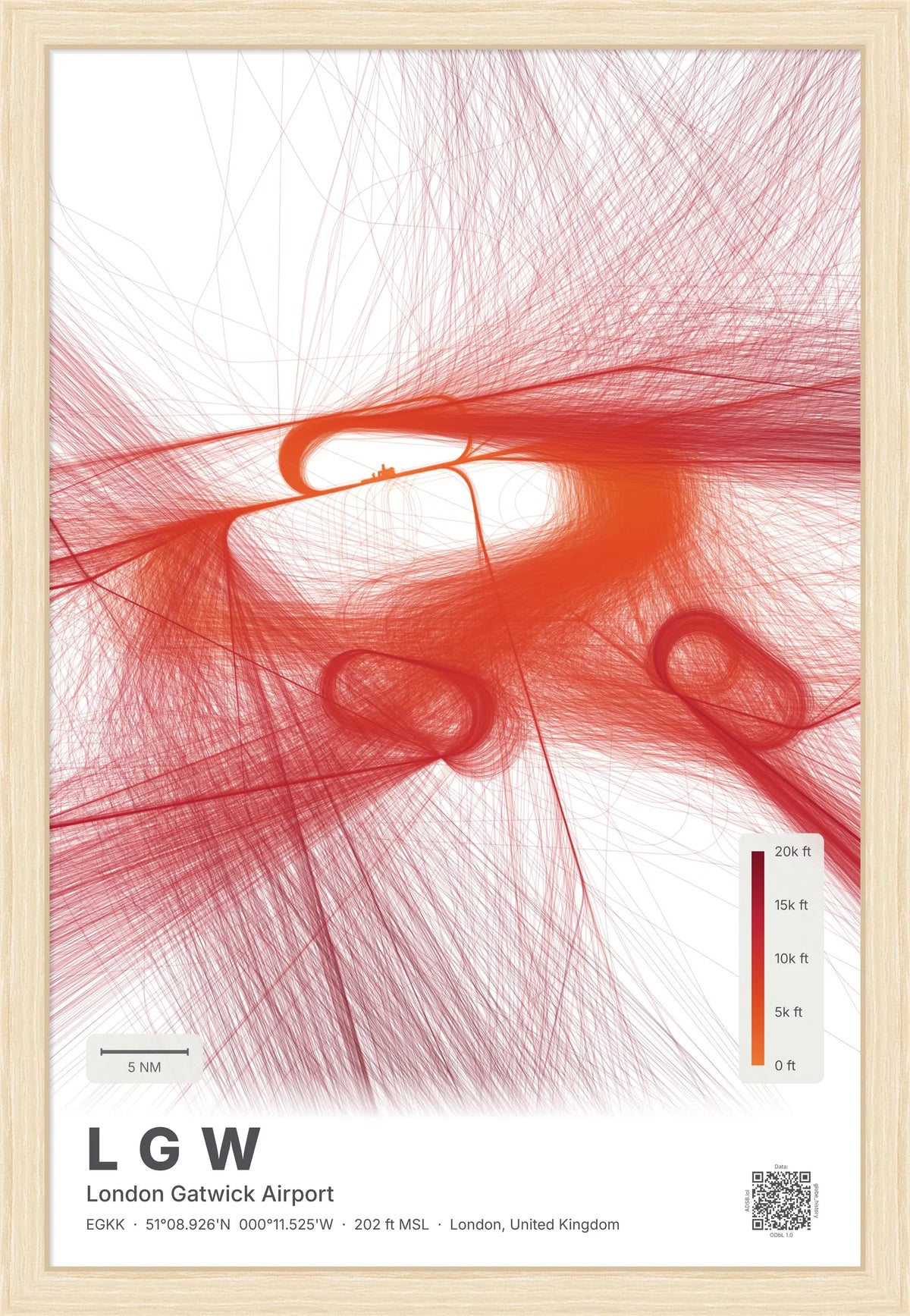 LGW flight path map — Inferno theme · Light [material:framed_natural]