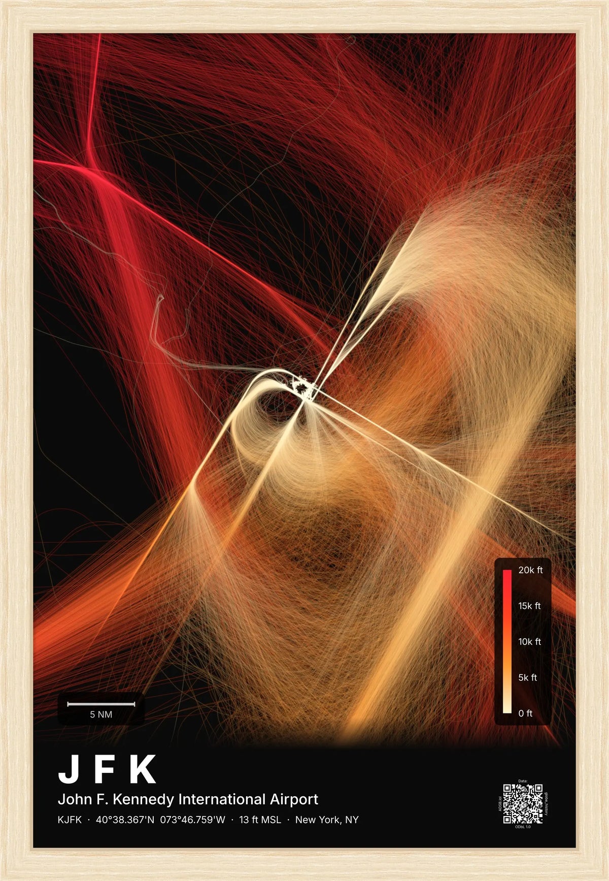 JFK flight path map — Inferno theme · Dark [material:framed_natural]