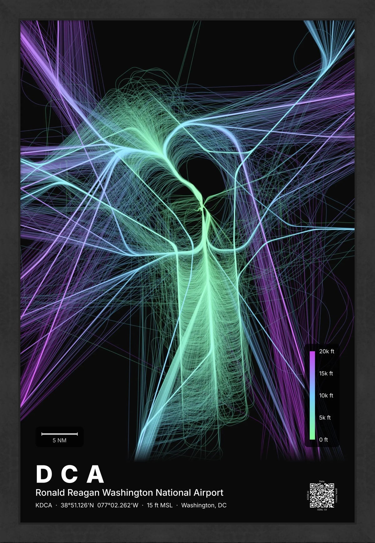 DCA flight path print — Prism theme · Dark [material:framed_black]