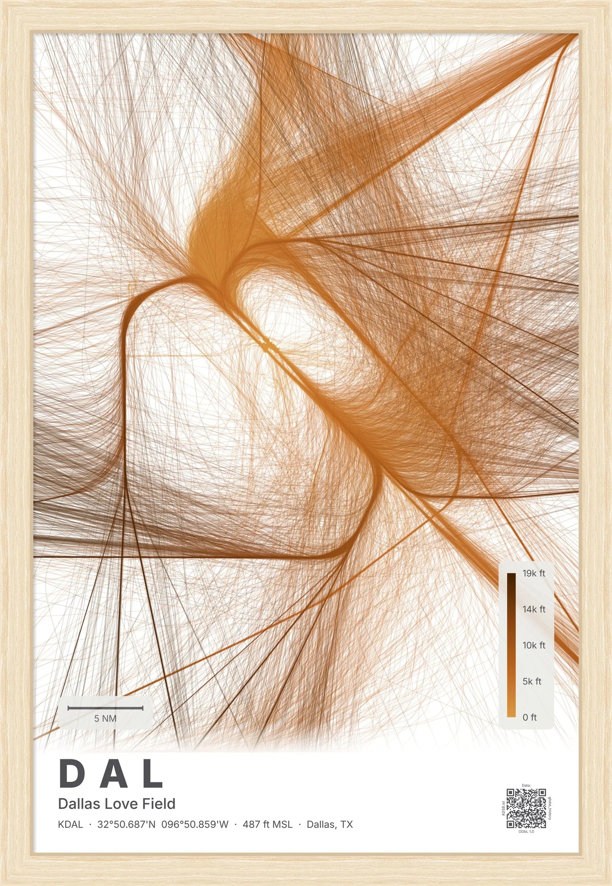 DAL flight path print — Solana theme · Light [material:framed_natural]
