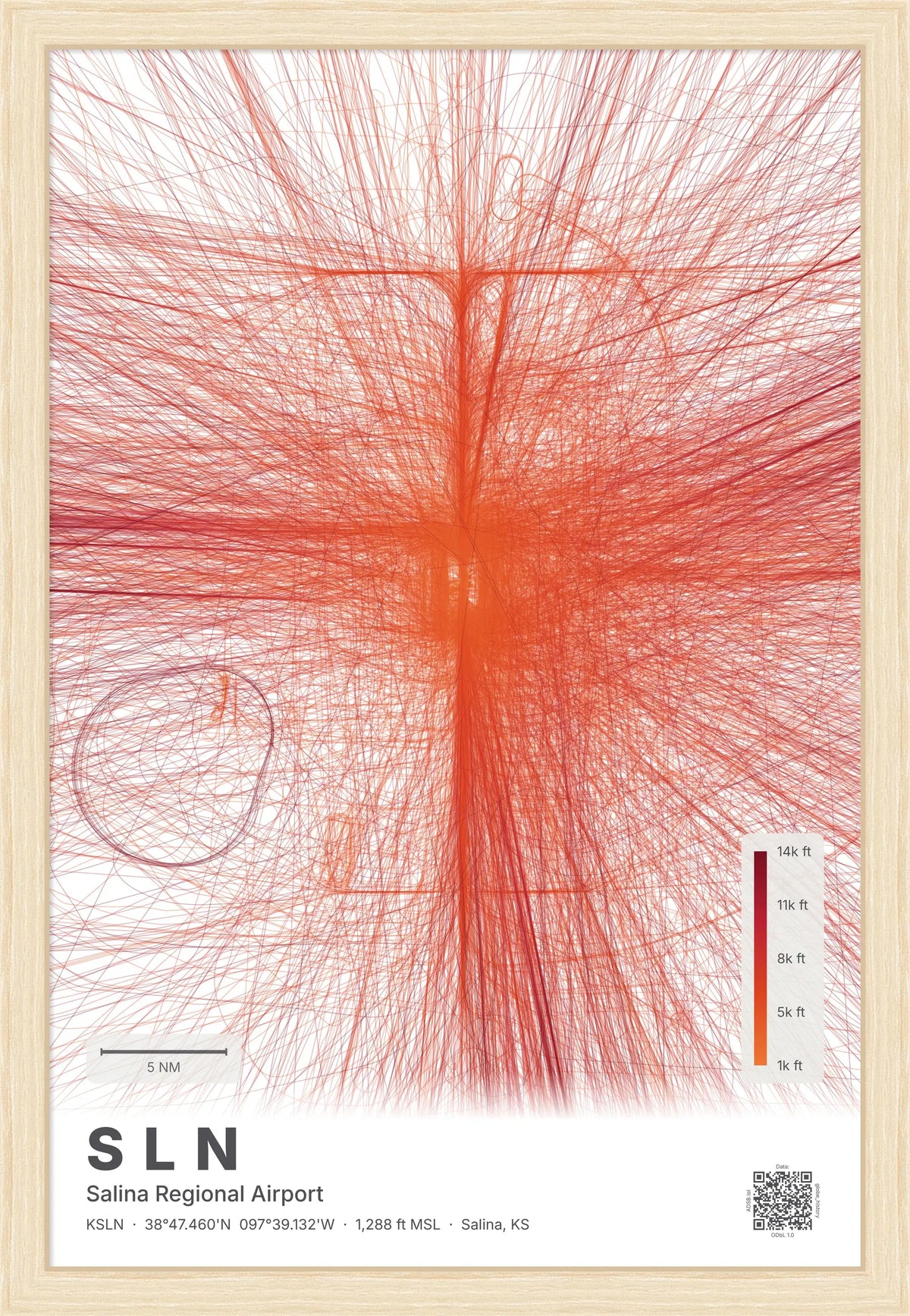 SLN flight path map — Inferno theme · Light [material:framed_natural]
