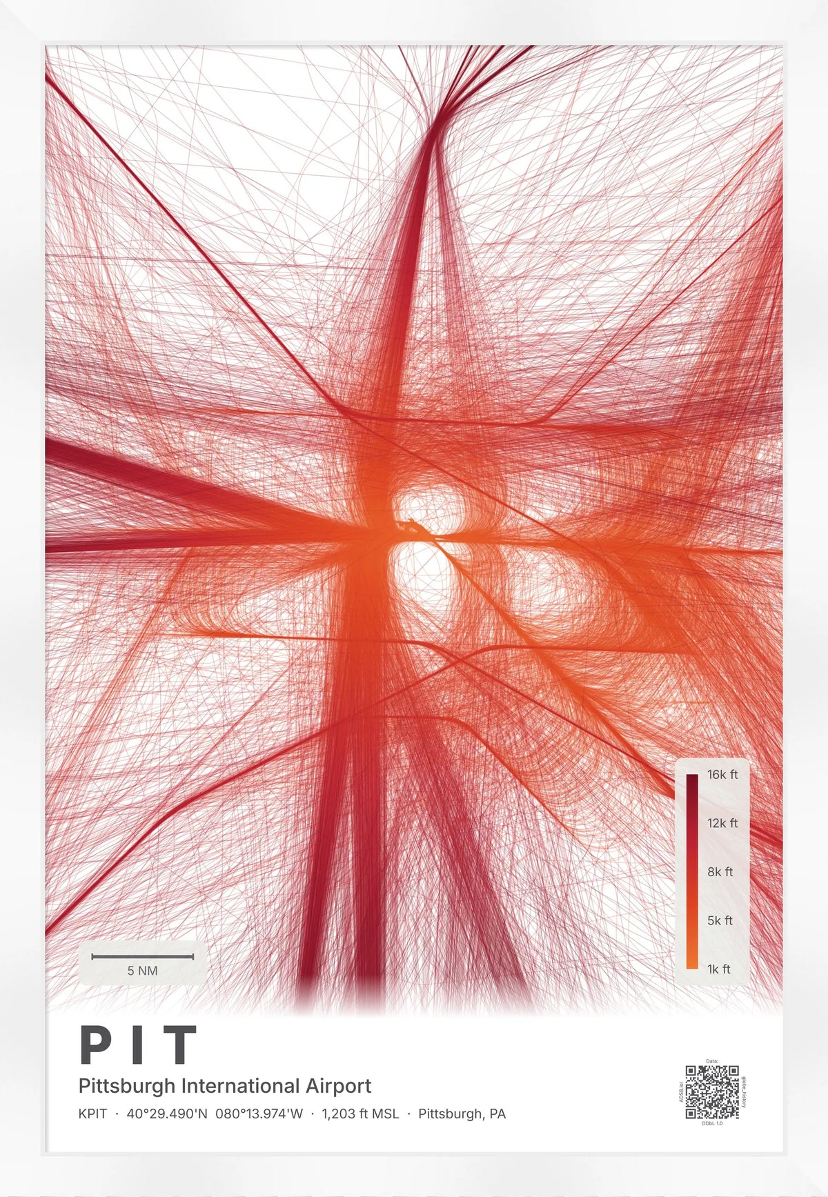 PIT flight path print — Inferno theme · Light [material:framed_white]