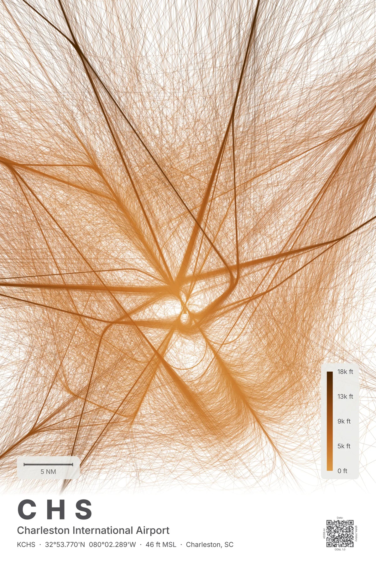 CHS flight path print — Solana theme · Light