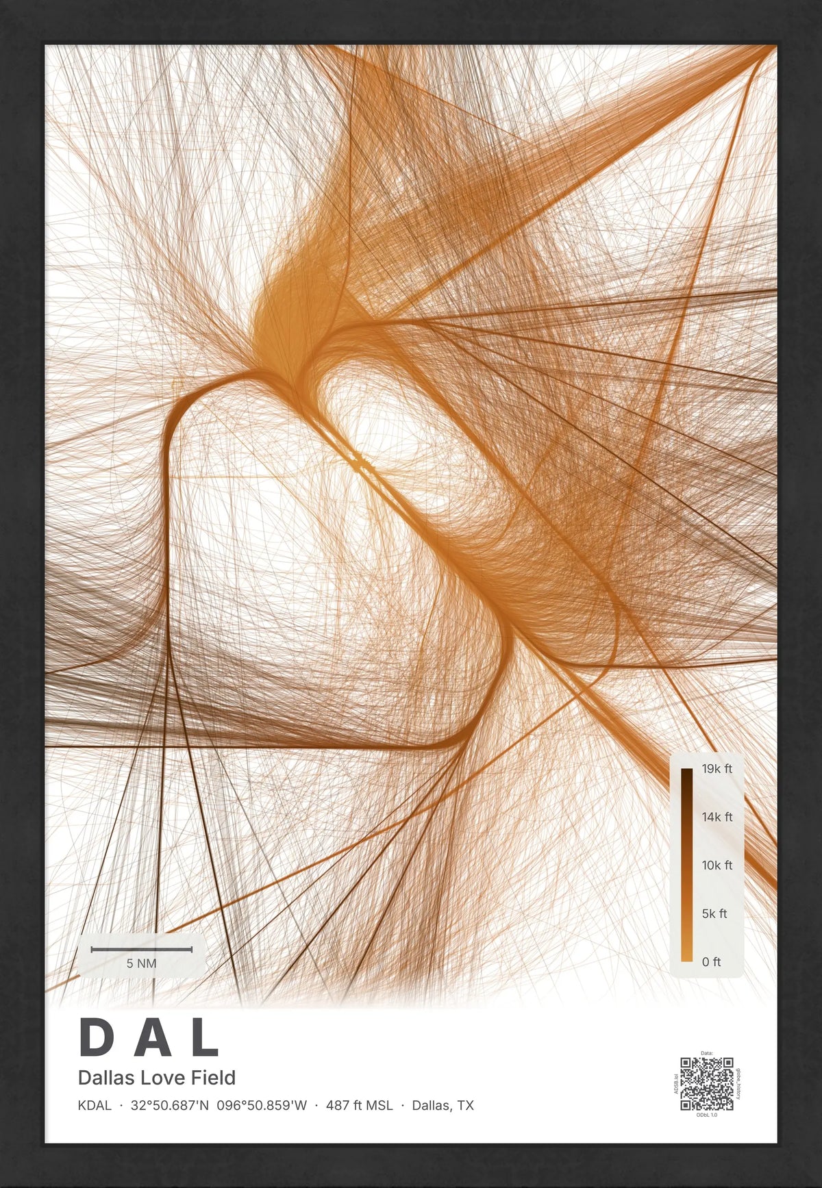 DAL flight path print — Solana theme · Light [material:framed_black]