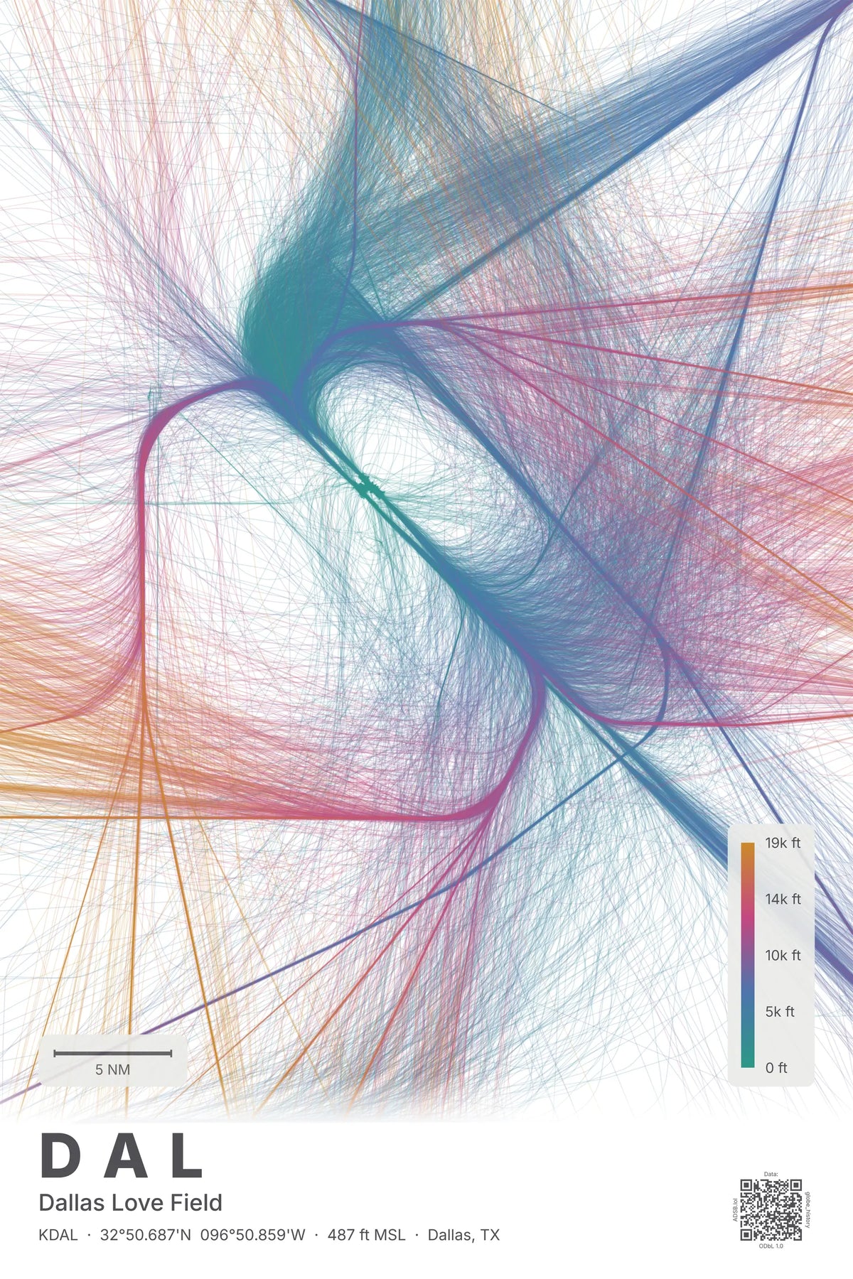 DAL flight path print — Aurora theme · Light