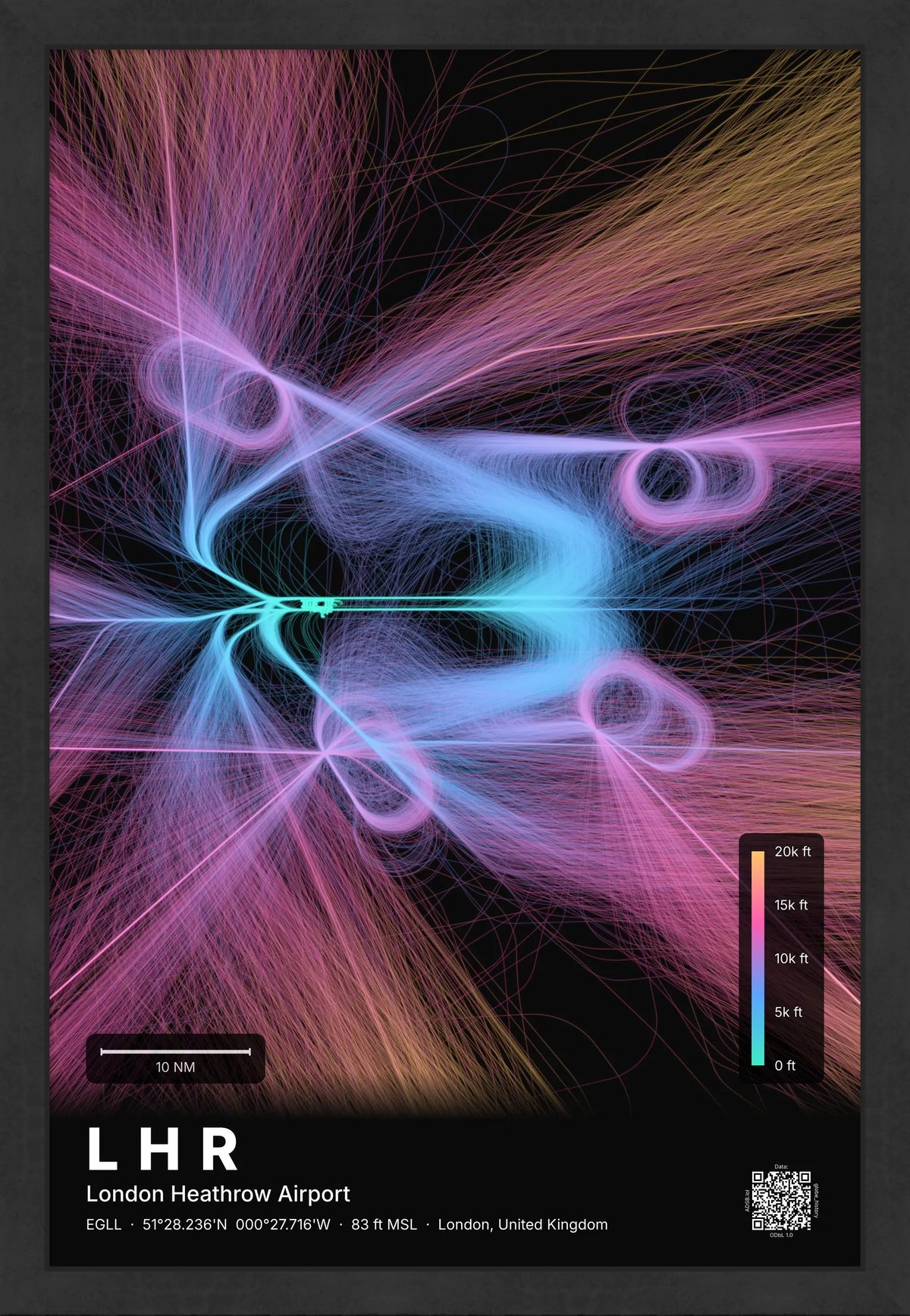 LHR flight path map — Aurora theme · Dark [material:framed_black]