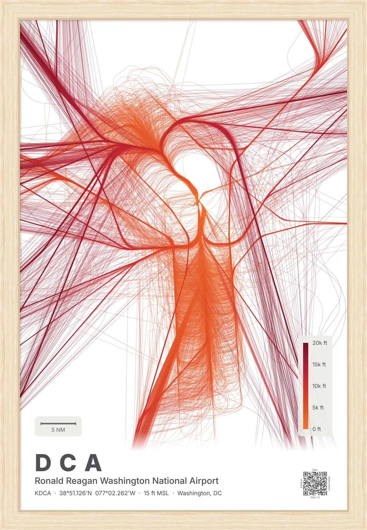 DCA flight path print — Inferno theme · Light [material:framed_natural]