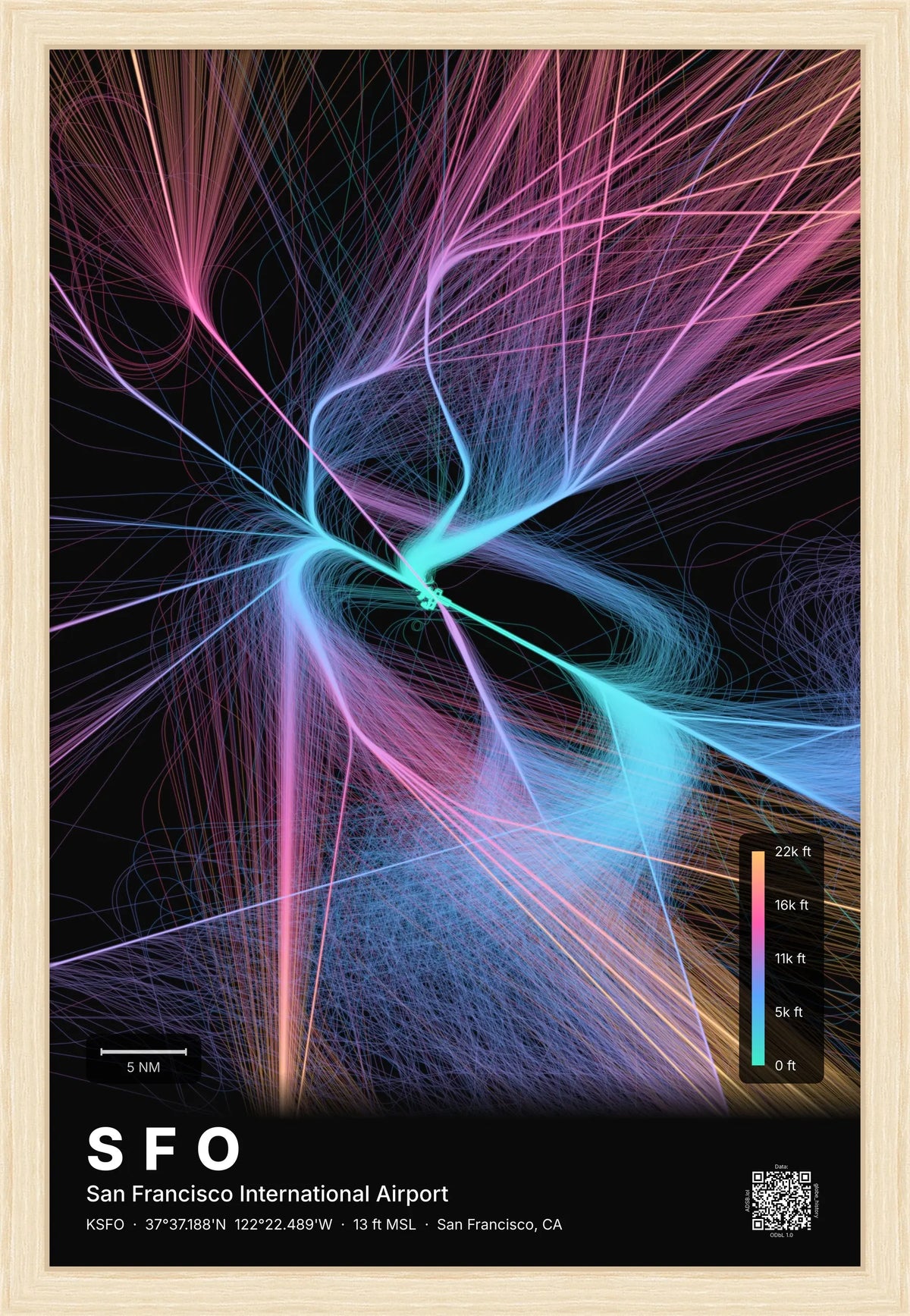 SFO flight path map — Aurora theme · Dark [material:framed_natural]