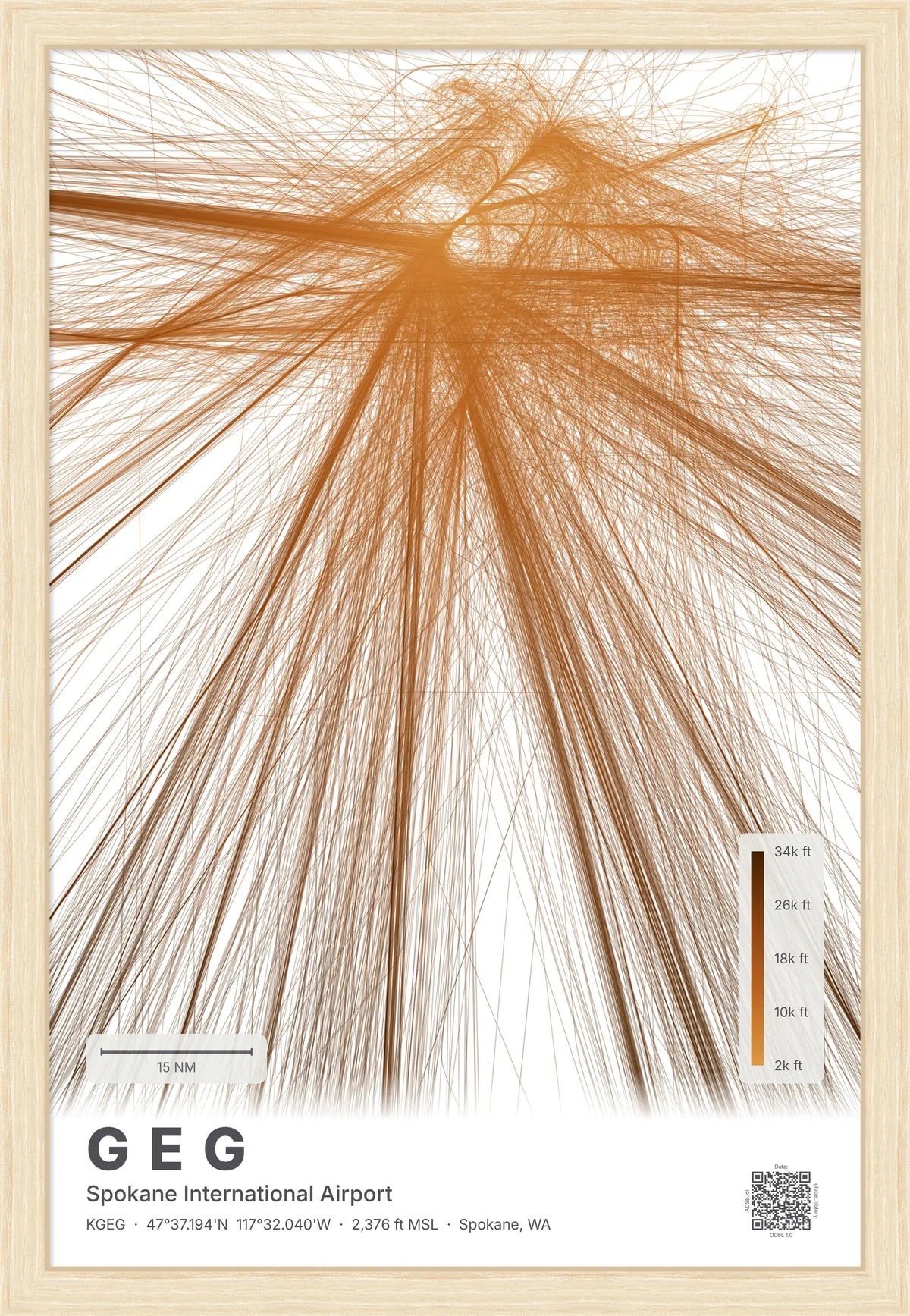 GEG flight path print — Solana theme · Light [material:framed_natural]