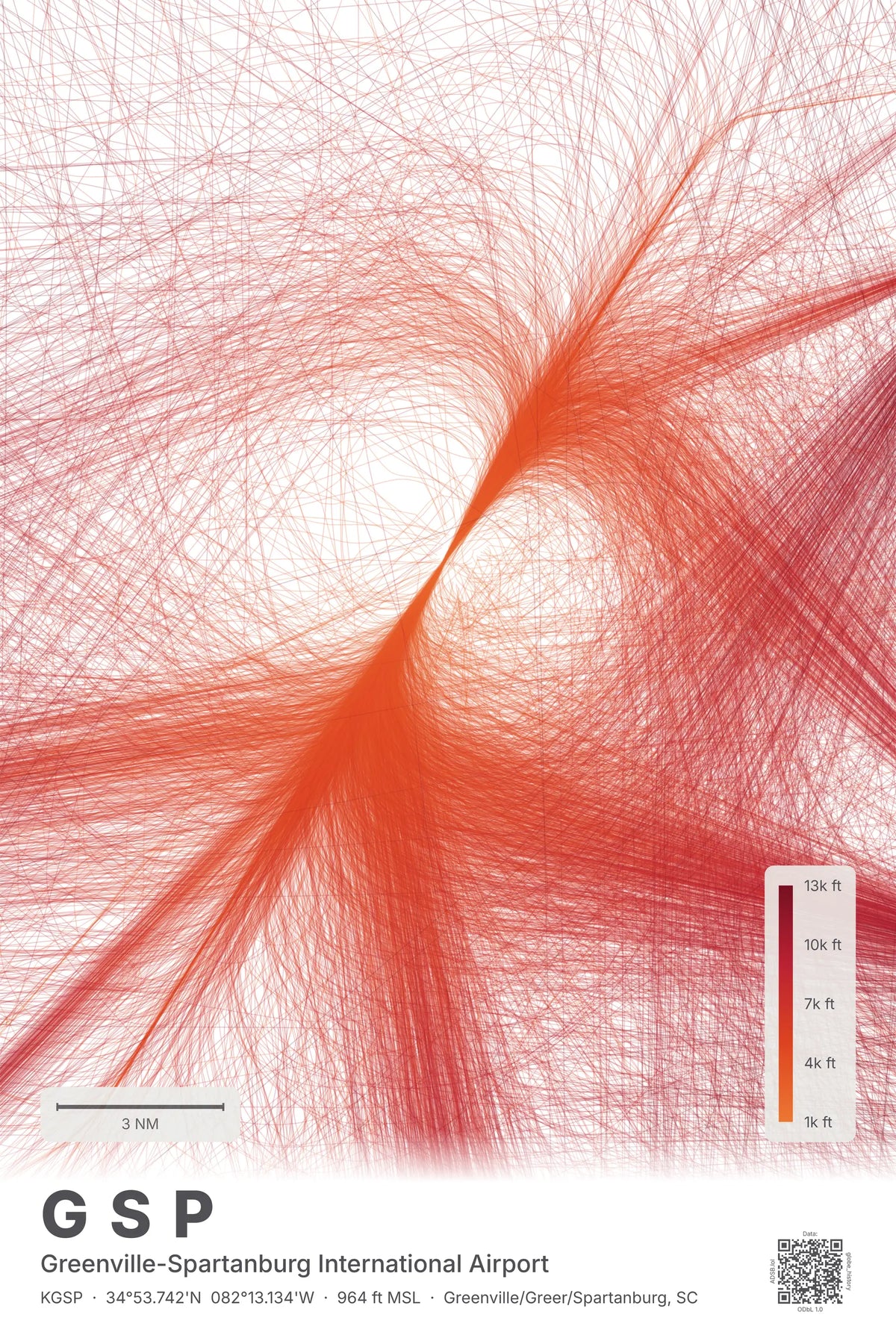 GSP flight path print — Inferno theme · Light