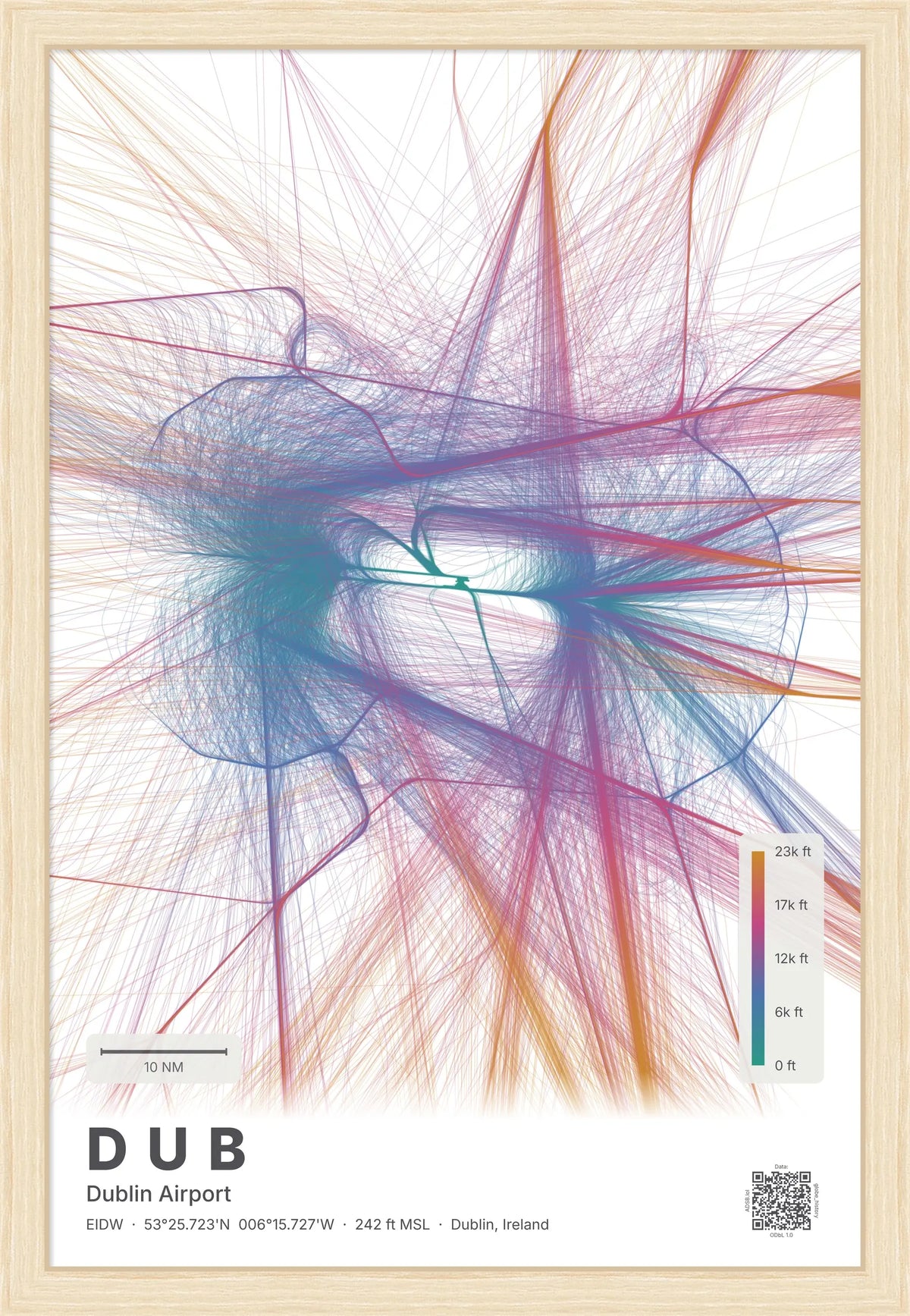 DUB flight path map — Aurora theme · Light [material:framed_natural]
