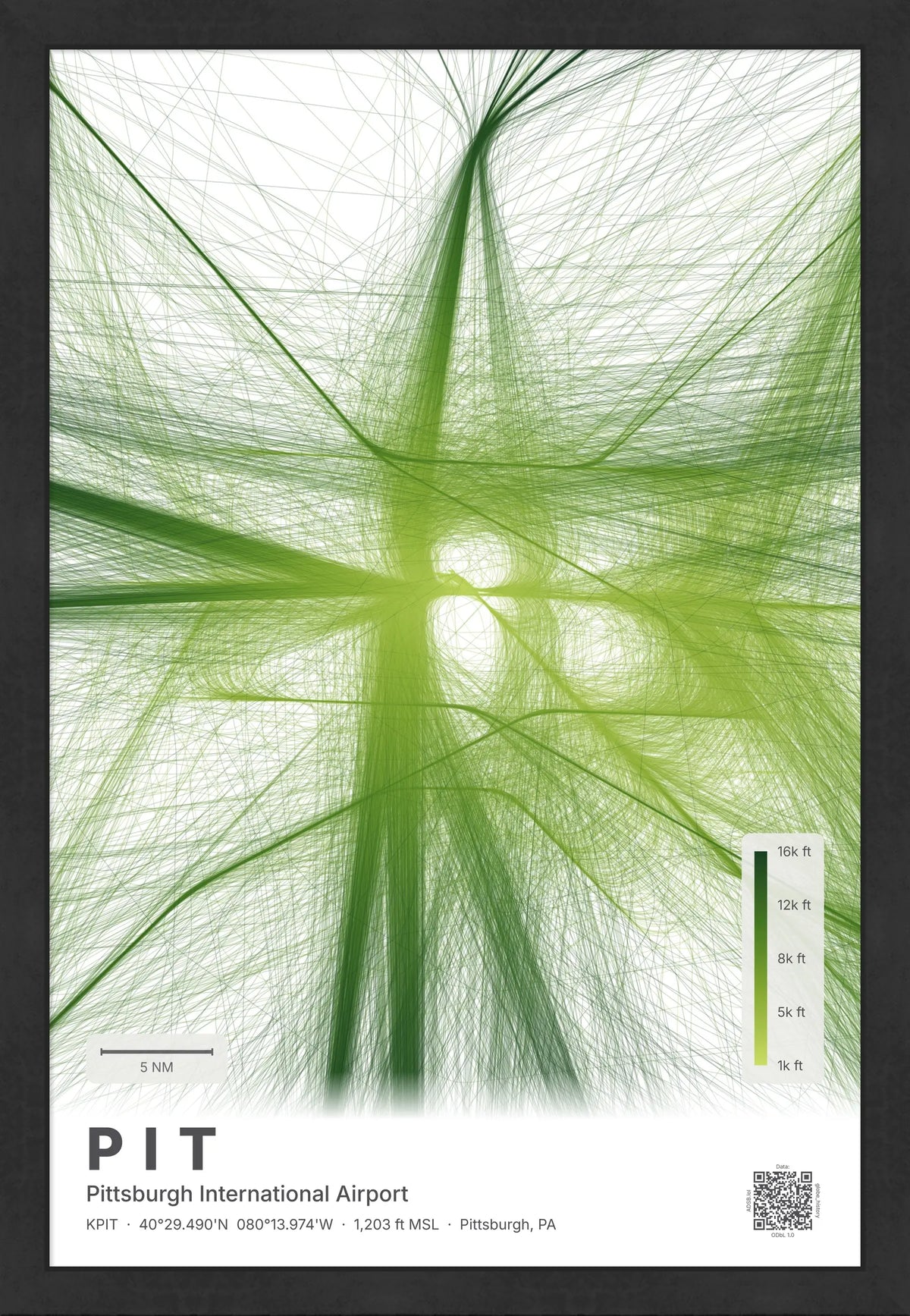 PIT flight path print — Citrus theme · Light [material:framed_black]
