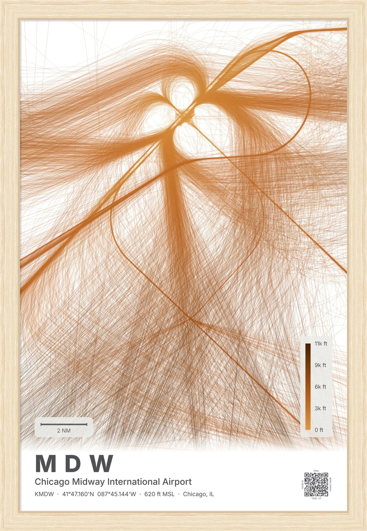 MDW flight path print — Solana theme · Light [material:framed_natural]