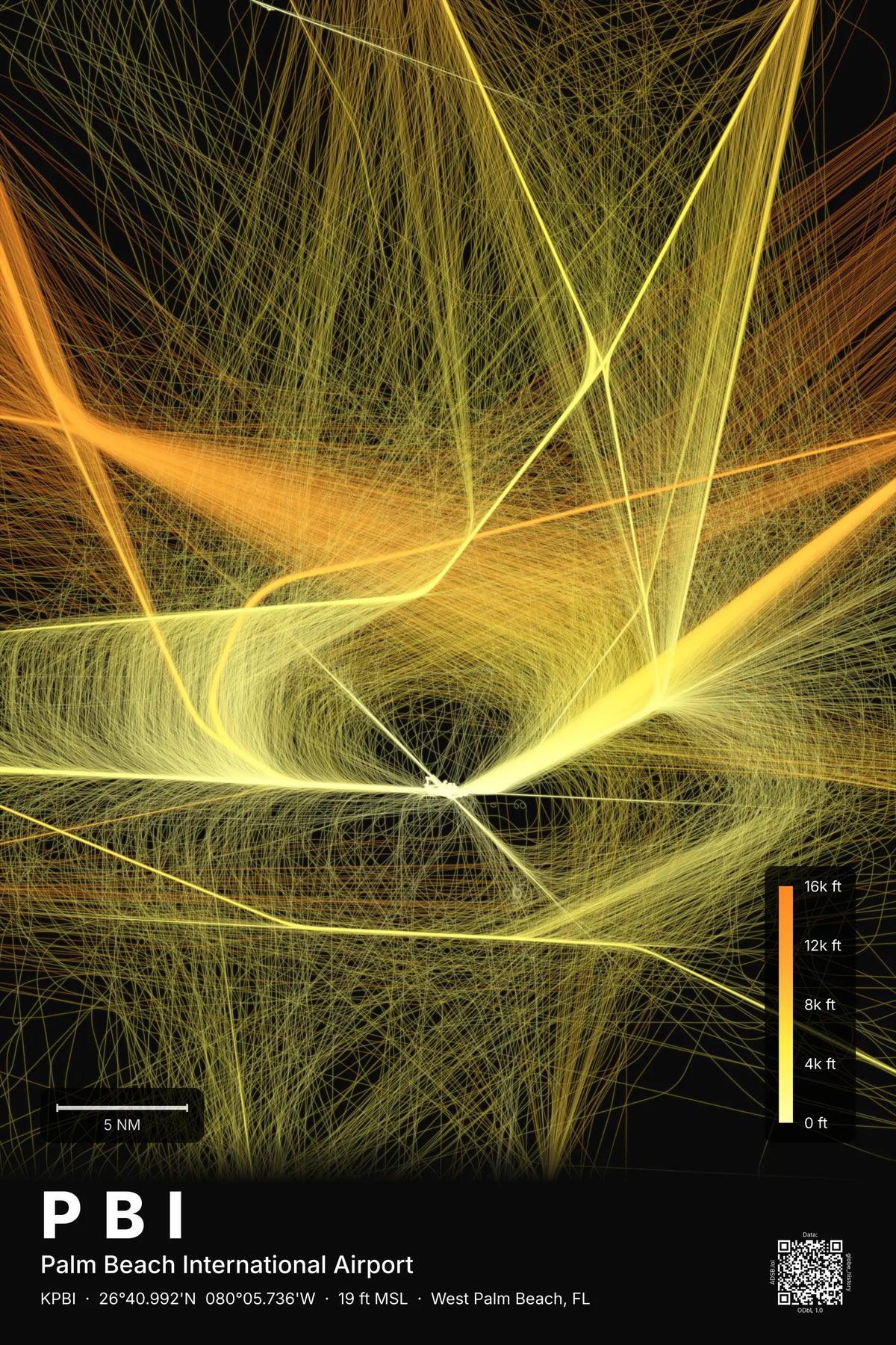 PBI flight path print — Solana theme · Dark
