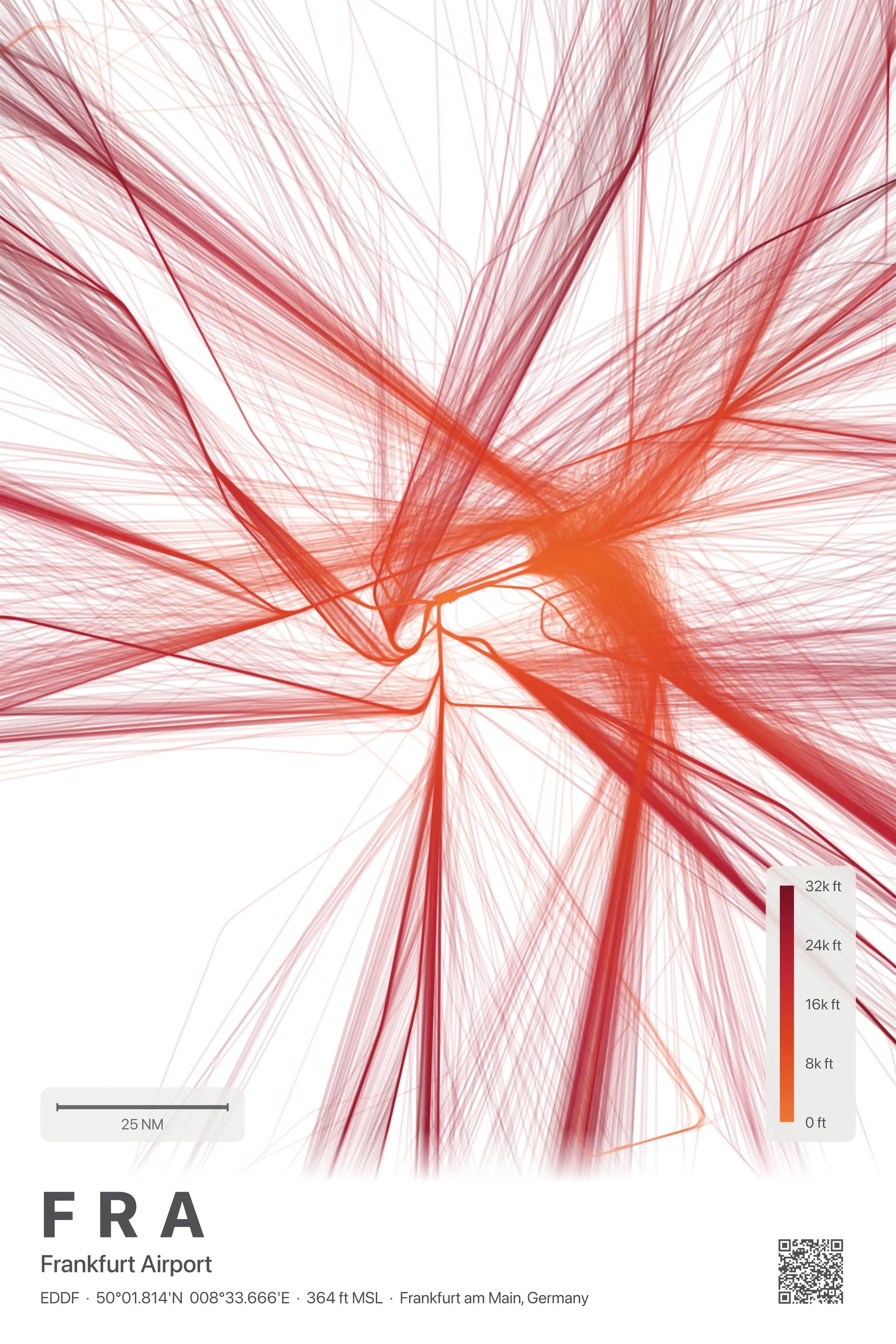 FRA flight path print — Inferno theme · Light