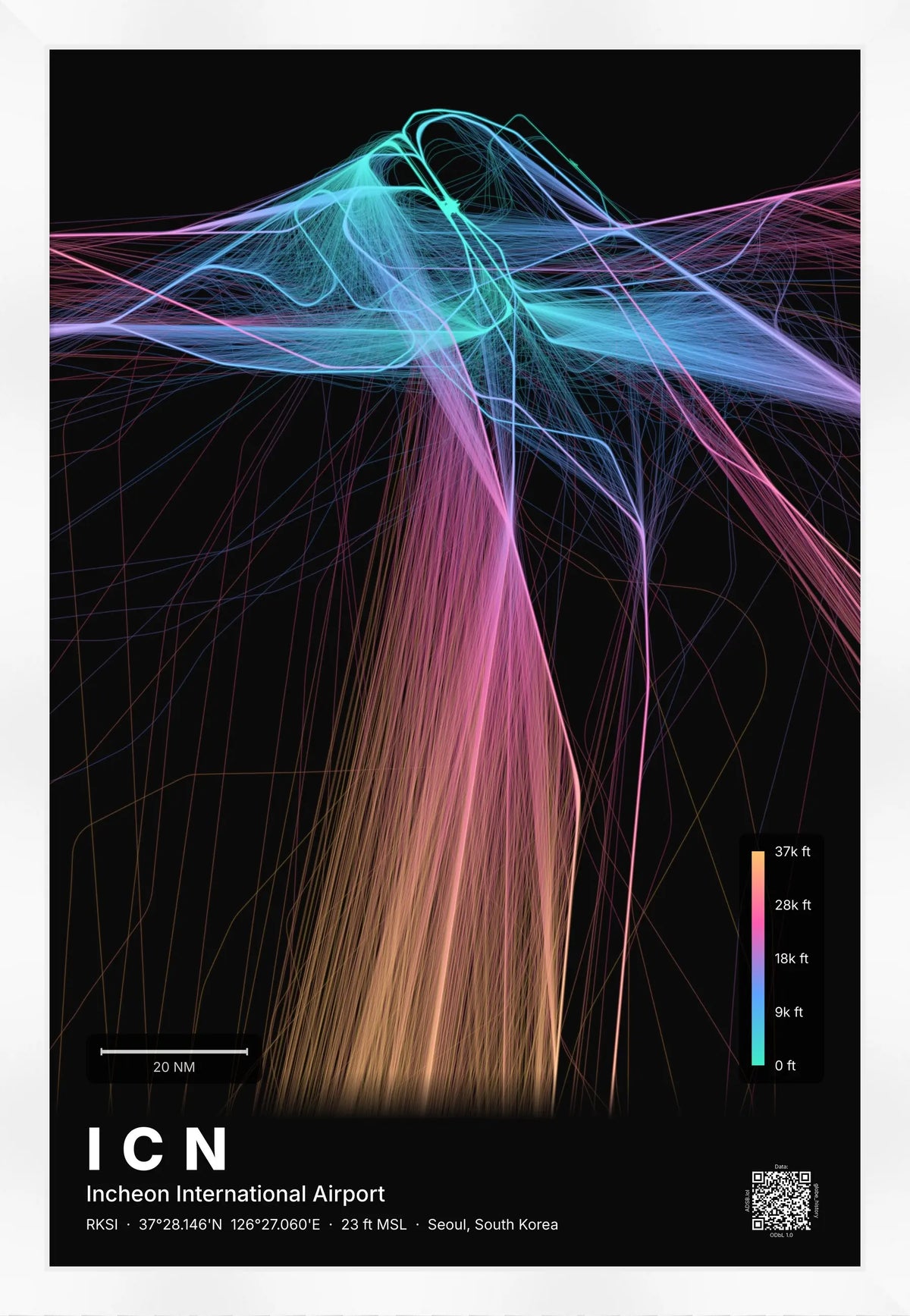 ICN flight path map — Aurora theme · Dark [material:framed_white]